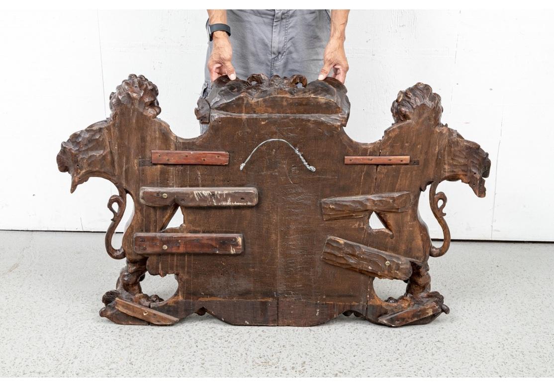 Massive Antique European Heraldic Wood Carving For Sale 2