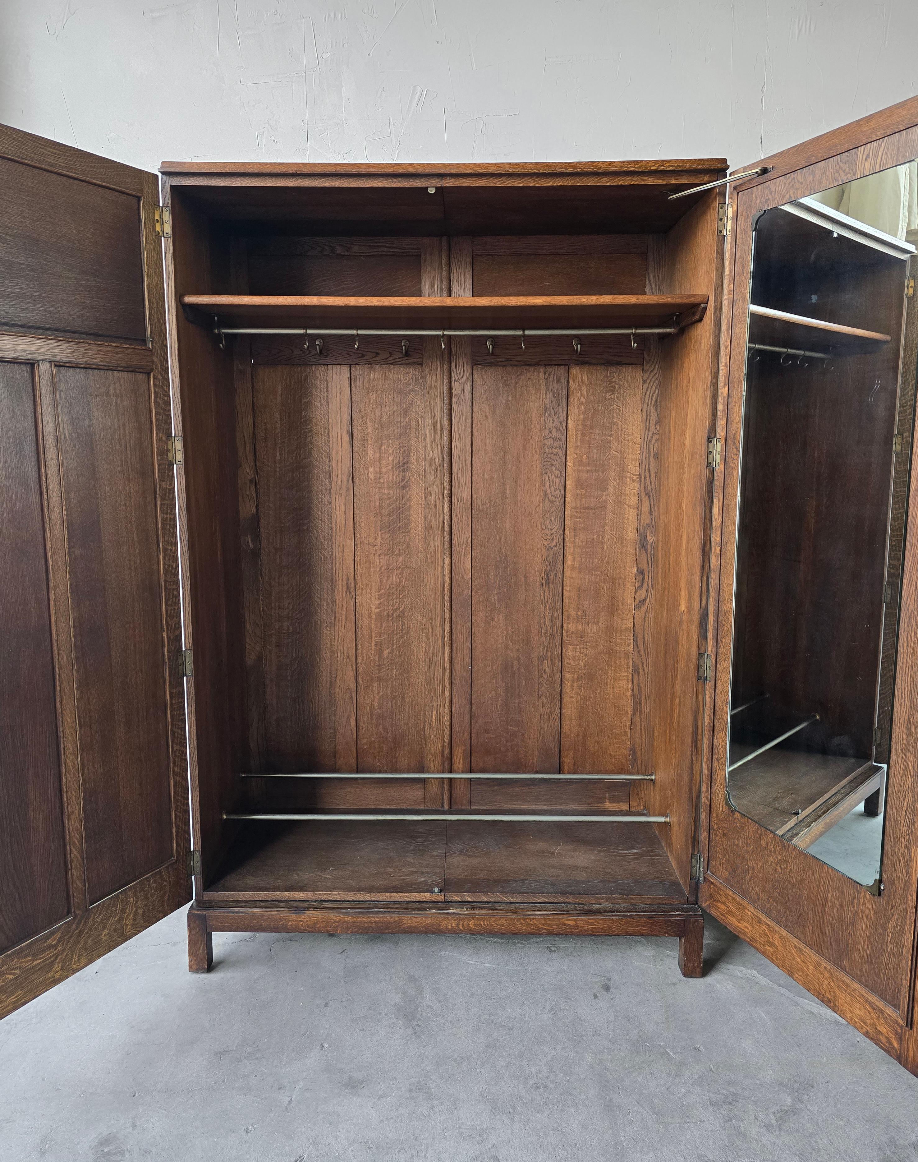 Massive Antique European Tiger Oak Armoire Wardrobe 2