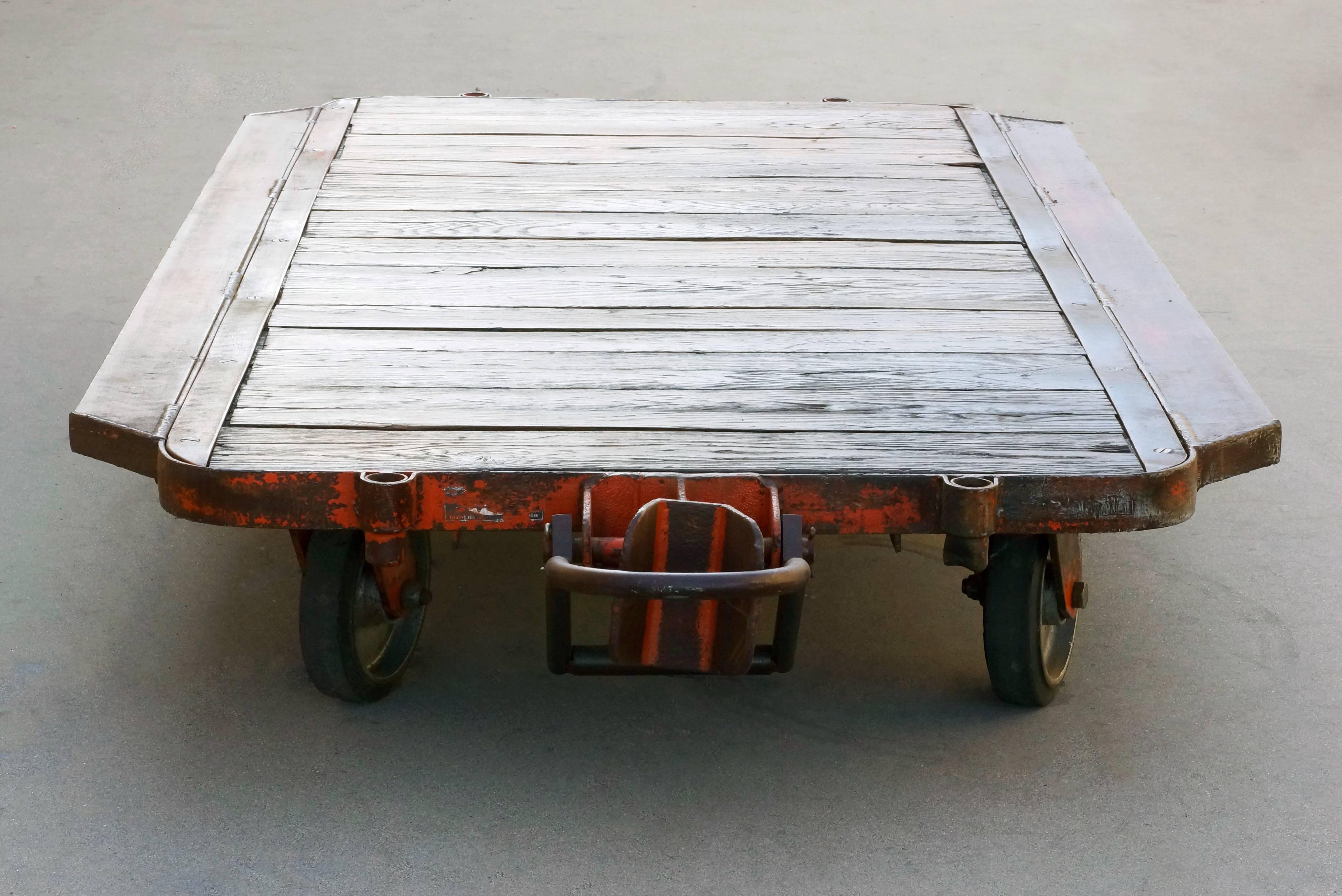 American Massive Antique Factory Rolling Cart, circa 1920, 6 available For Sale