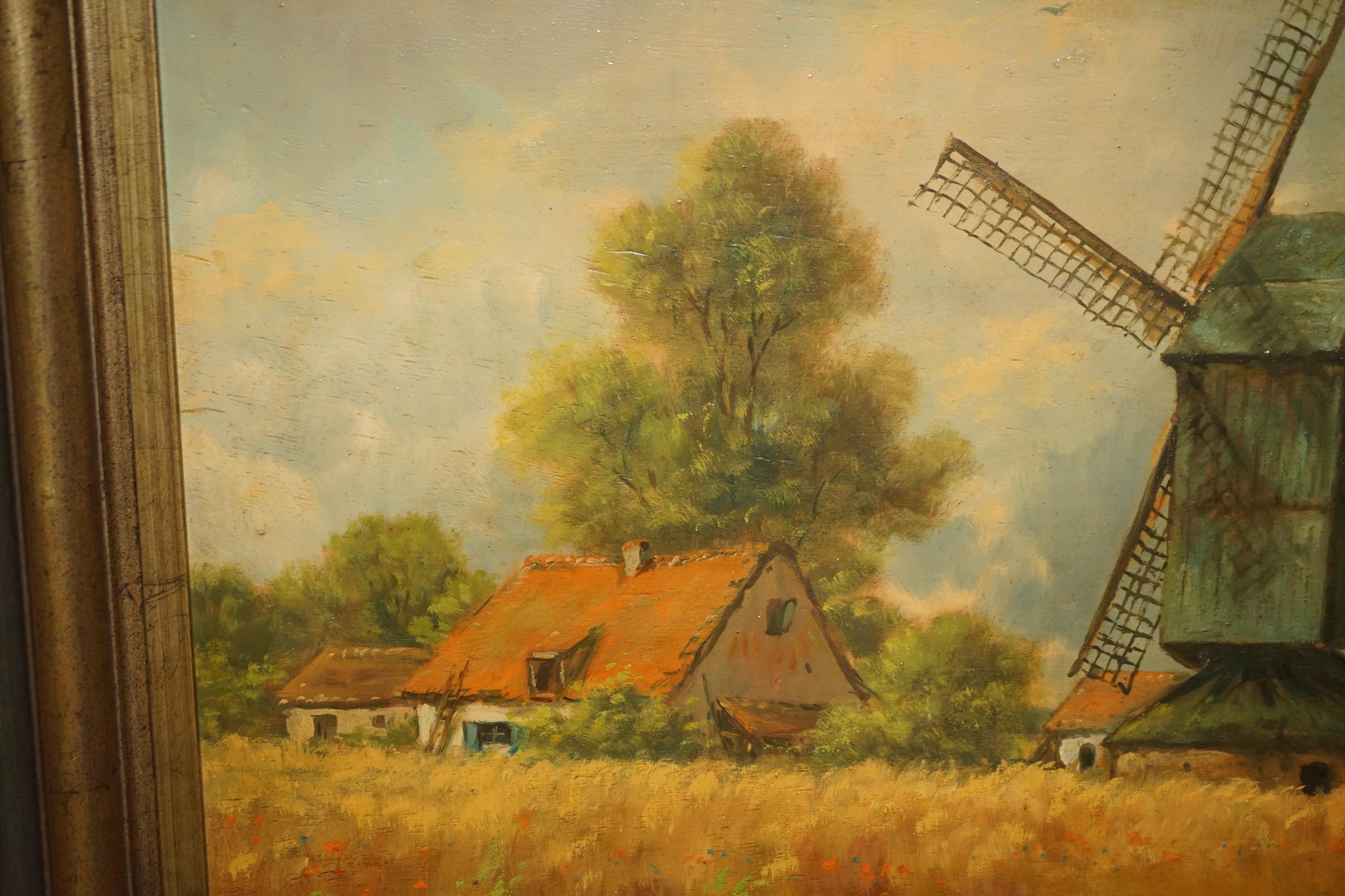 Massive Antique Flemish Oil Painting Signed Jihuitog circa 1880 Rural Scene For Sale 4