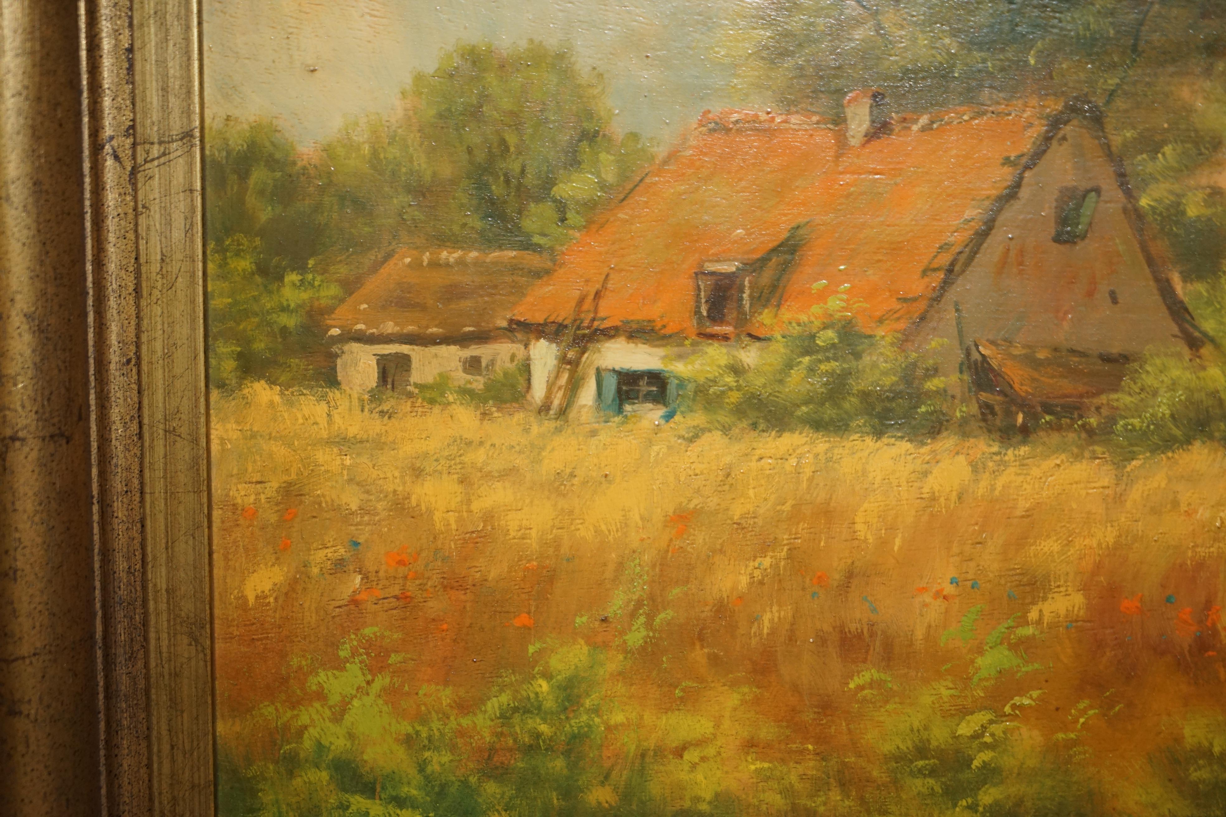 Grande peinture à l'huile flamande ancienne signée Jihuitog, Scène rurale datant d'environ 1880 en vente 12