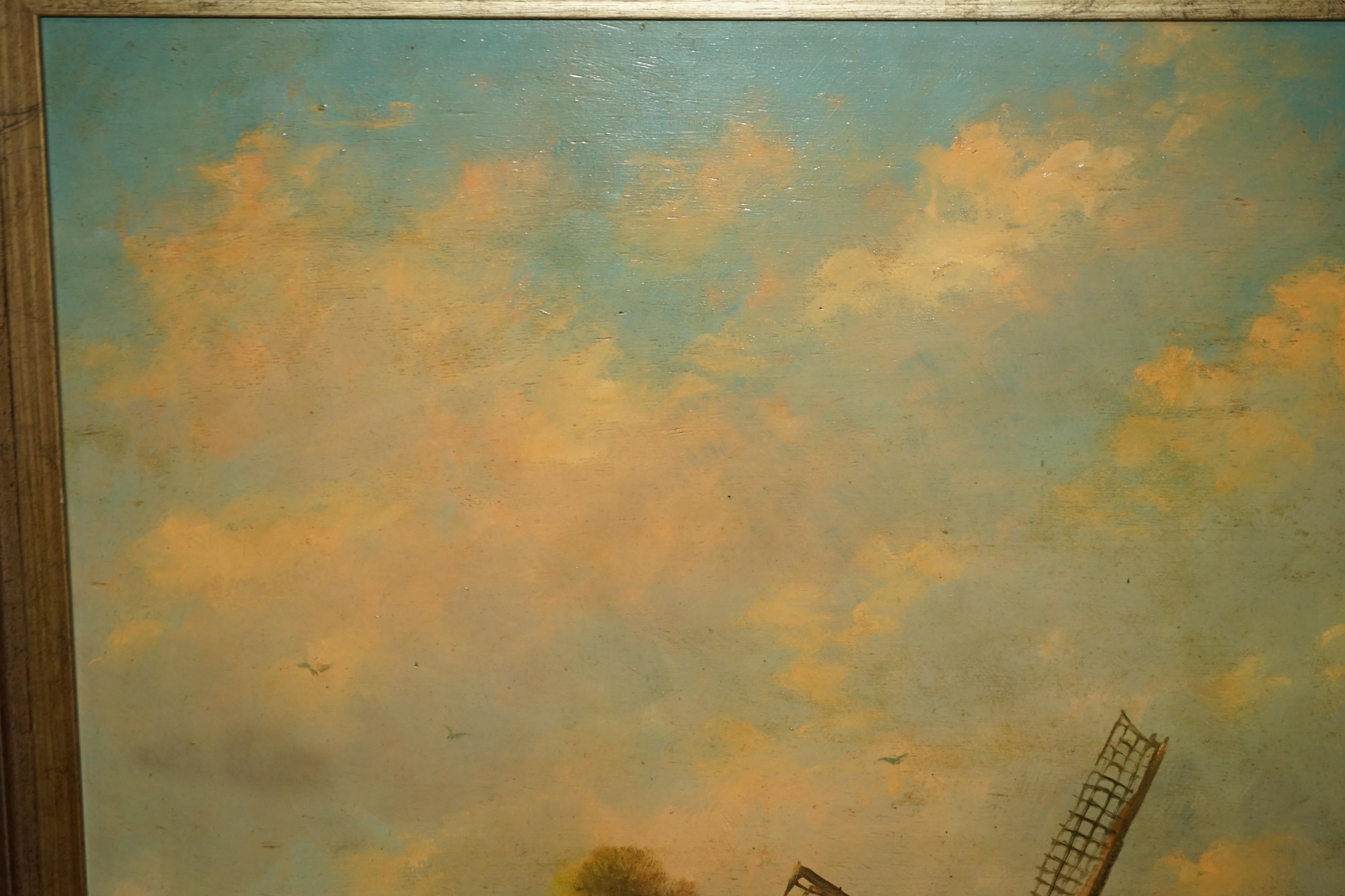 Late 19th Century Massive Antique Flemish Oil Painting Signed Jihuitog circa 1880 Rural Scene For Sale