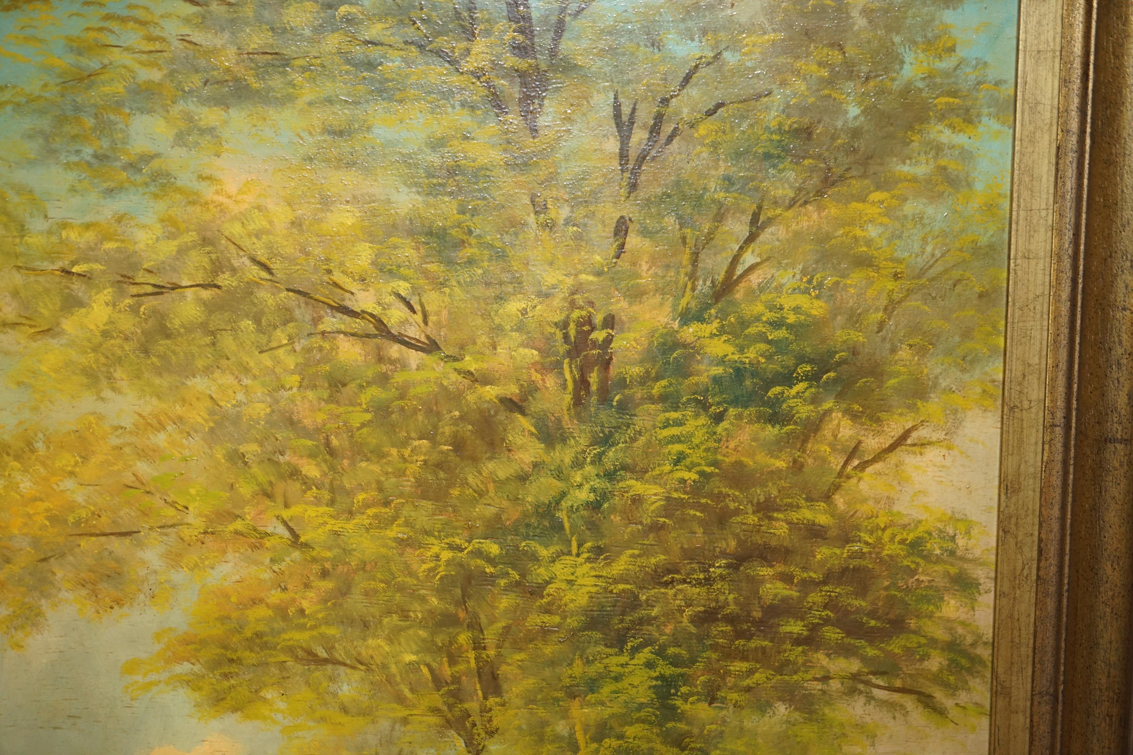 Massive Antique Flemish Oil Painting Signed Jihuitog circa 1880 Rural Scene For Sale 1