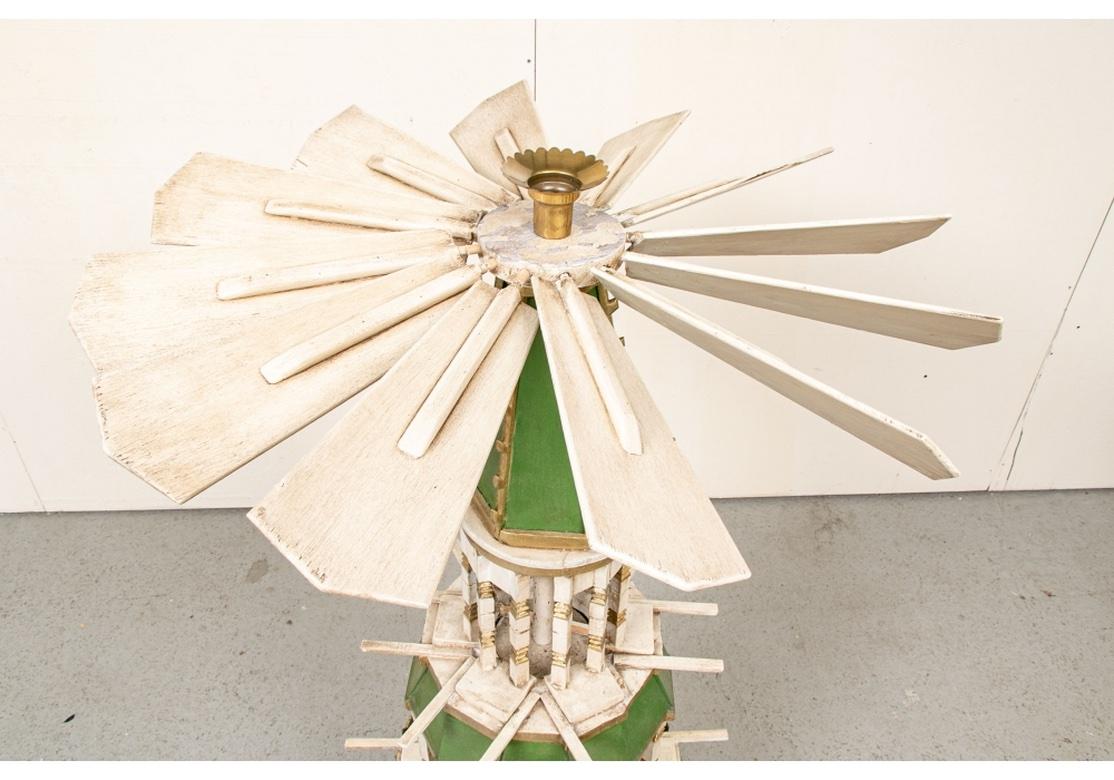 Massive Antique Folk Art Folk Art Candle Driven Tiered Windmill Form 