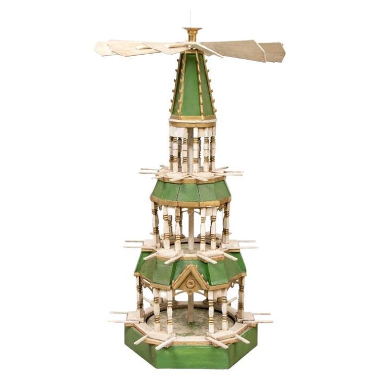 Massive Antique Folk Art Candle Driven Tiered Windmill Form "Carousel" For  Sale at 1stDibs
