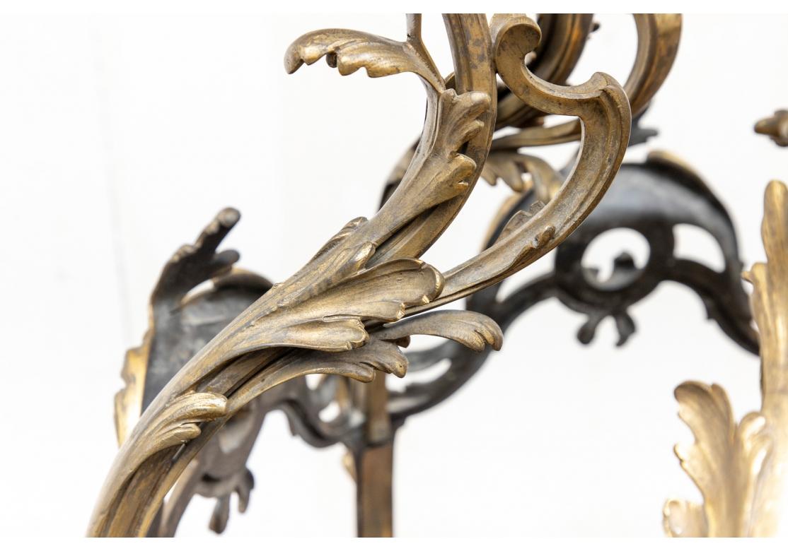 Massive Antique French Bronze Six Light Lantern Fixture For Sale 6
