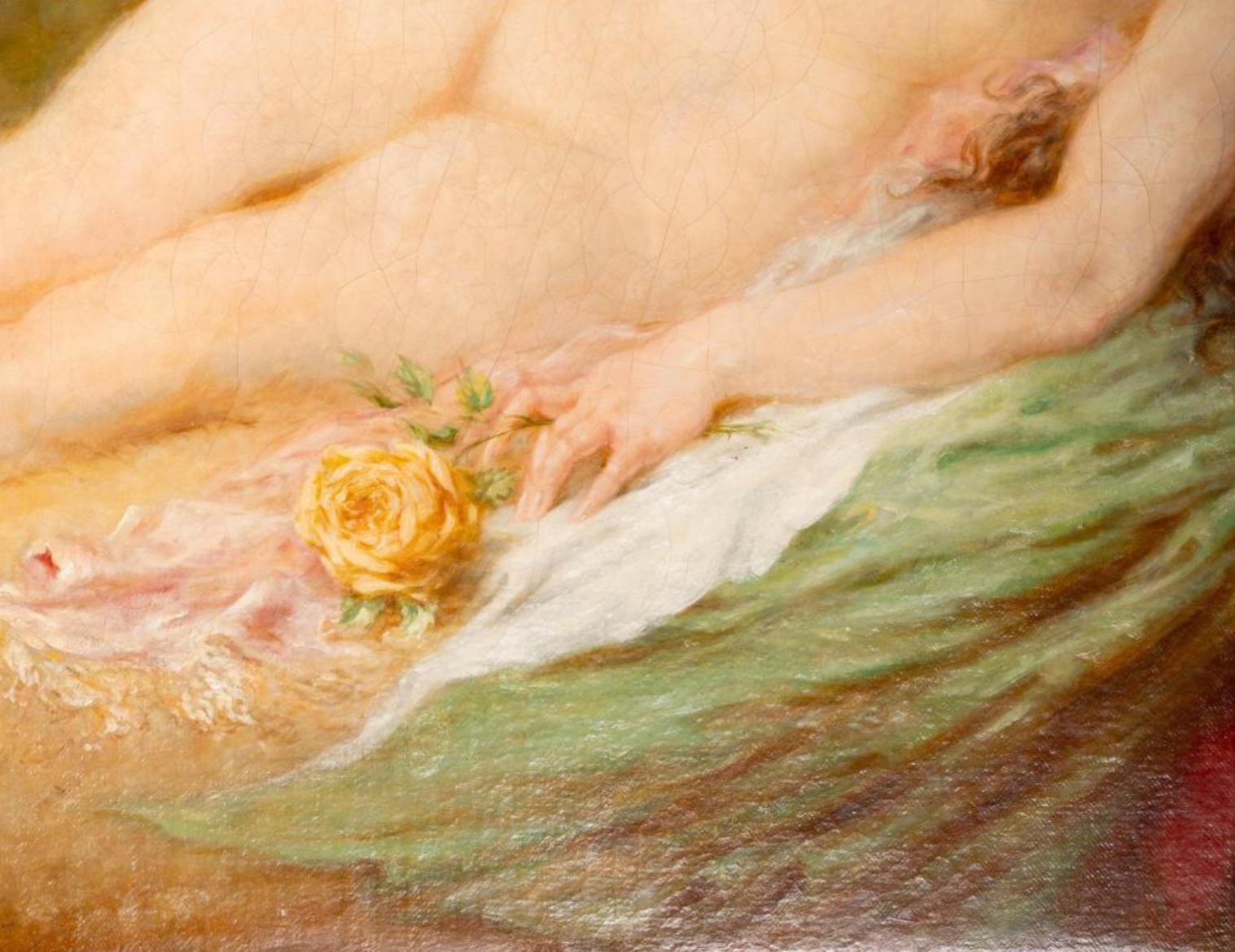 XIXe siècle Massive peinture à l'huile ancienne de Louis Anquetin représentant Vénus et Cupidon. en vente