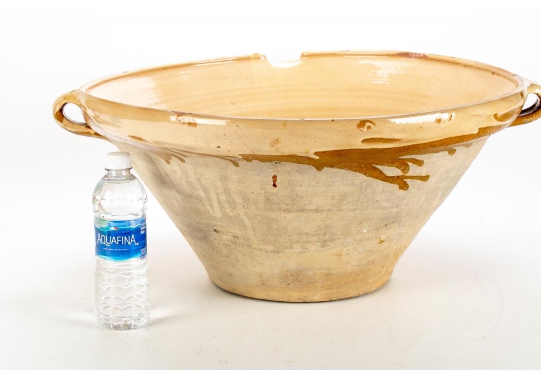 Glazed Massive Antique French Provincial Tian Confit Bowl