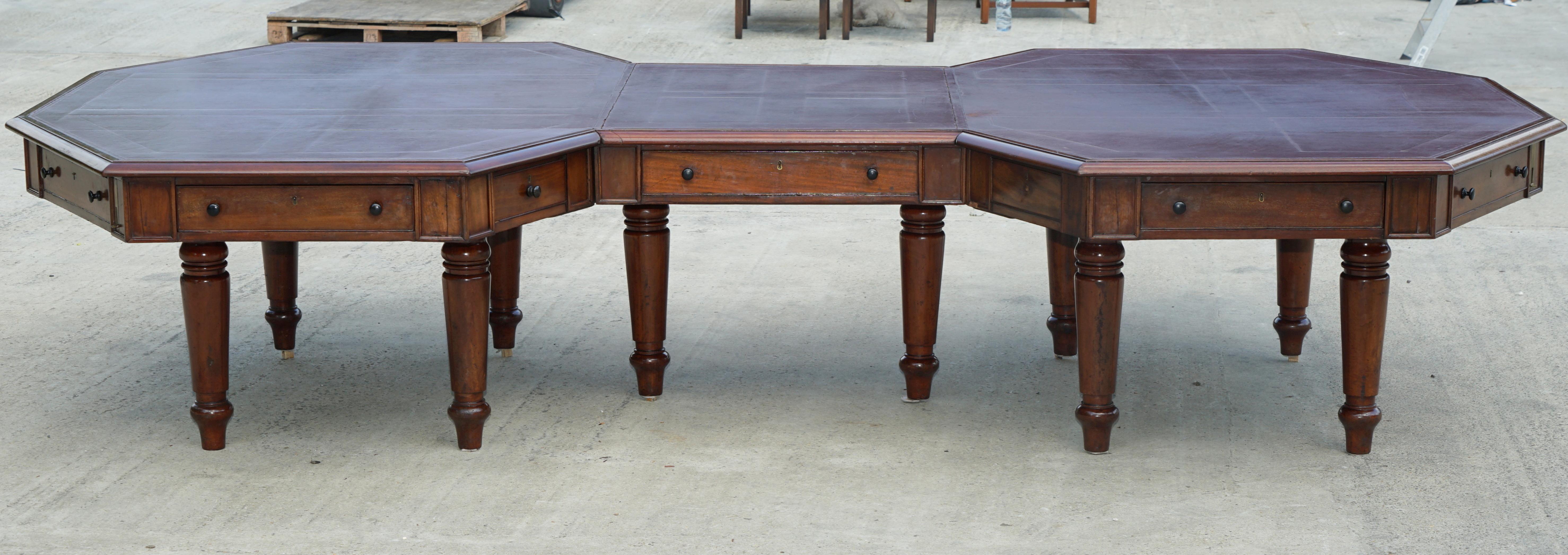 Massive Antique George III 1780 Hardwood Library Desk Table George Rex Locks For Sale 8