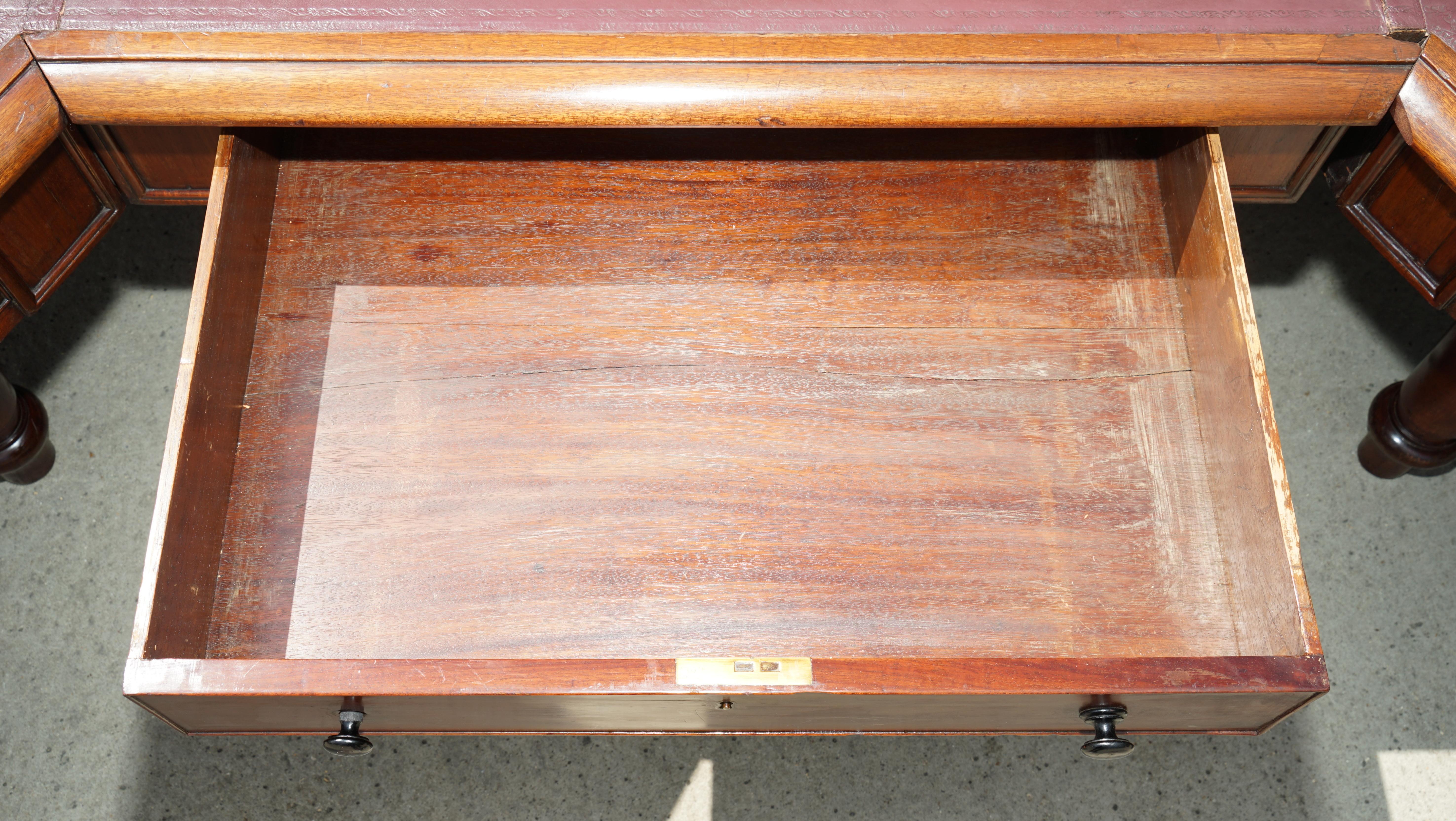 Massive Antique George III 1780 Hardwood Library Desk Table George Rex Locks For Sale 11