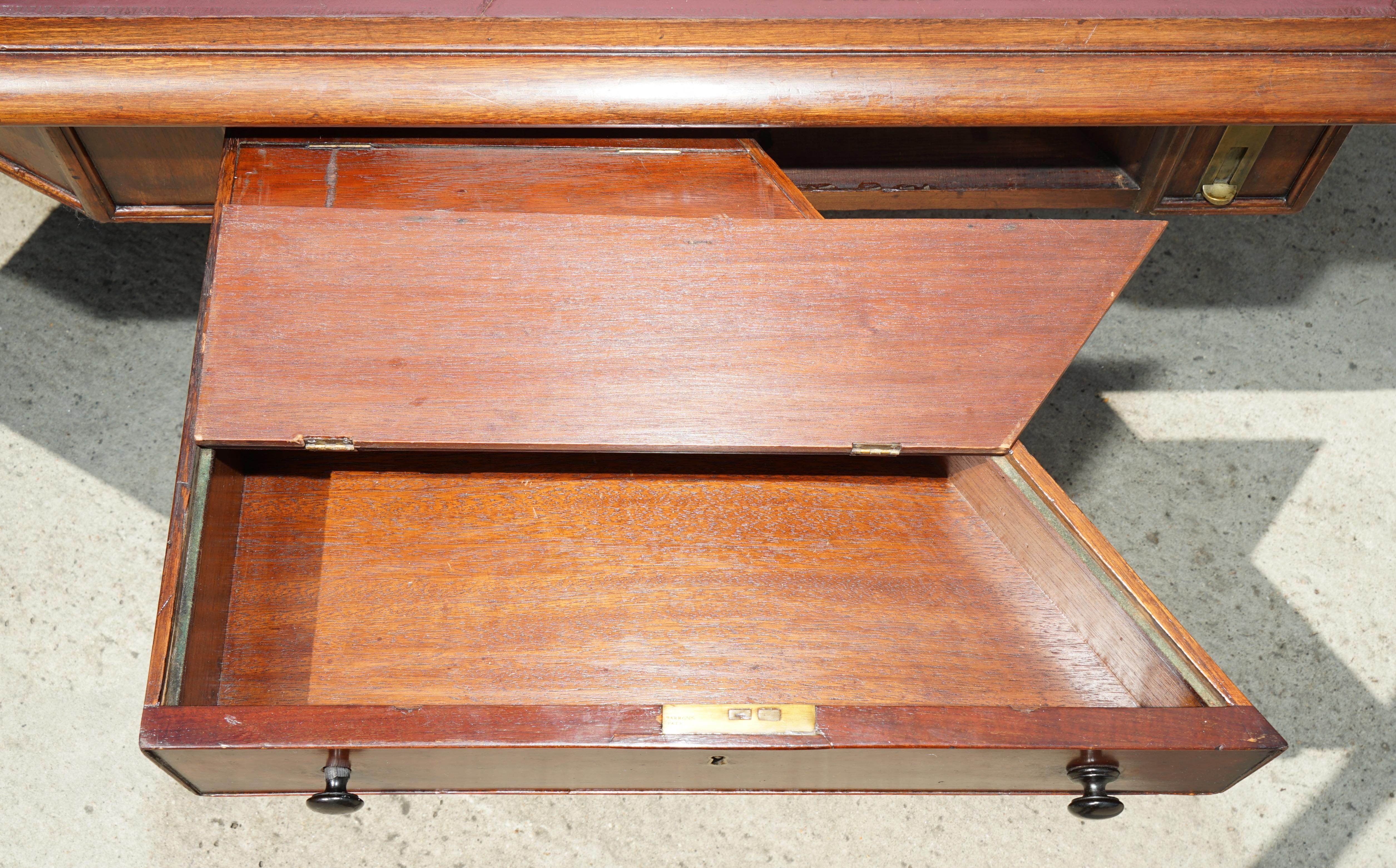 Massive Antique George III 1780 Hardwood Library Desk Table George Rex Locks For Sale 12