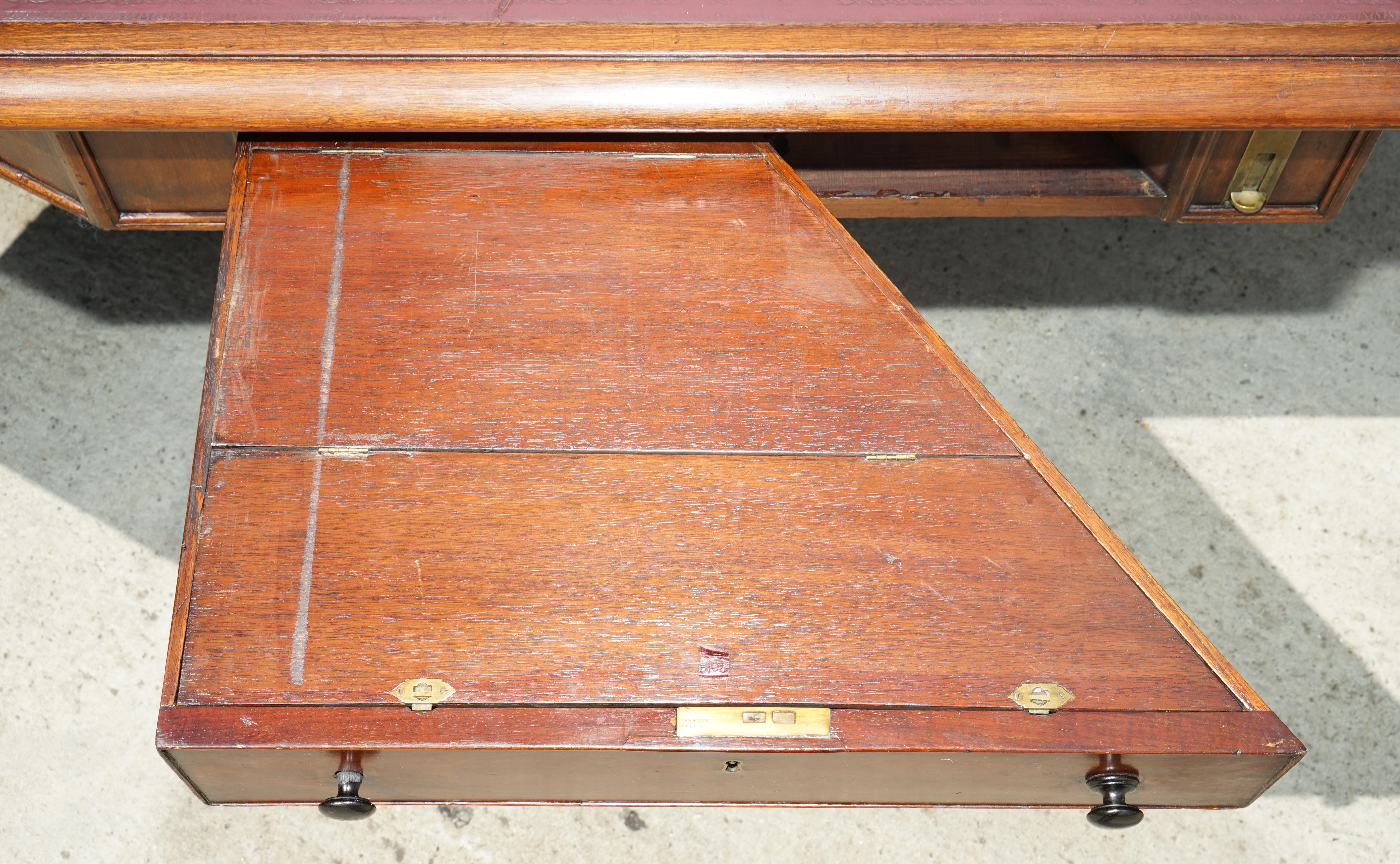 Massive Antique George III 1780 Hardwood Library Desk Table George Rex Locks For Sale 13