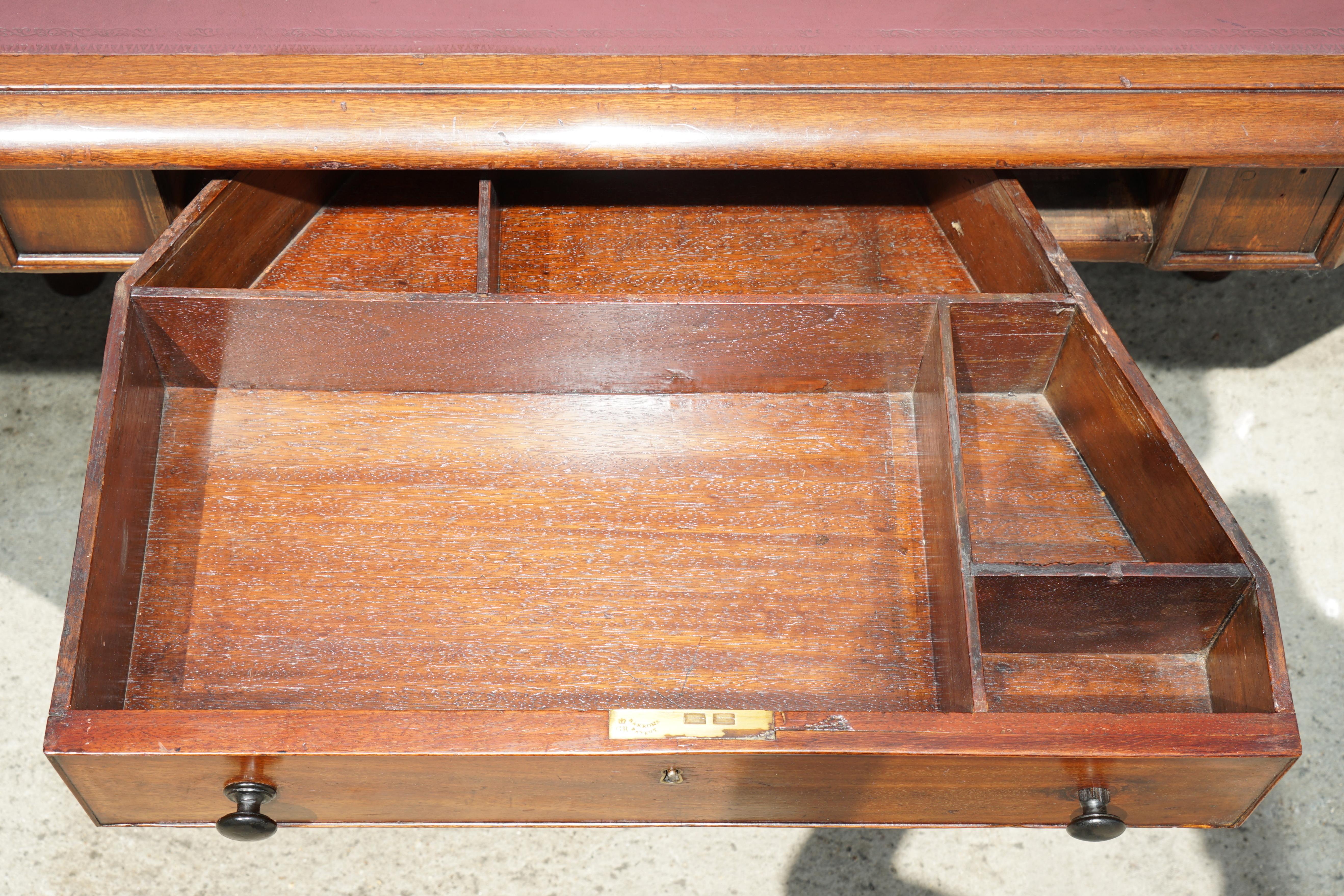 Massive Antique George III 1780 Hardwood Library Desk Table George Rex Locks For Sale 14