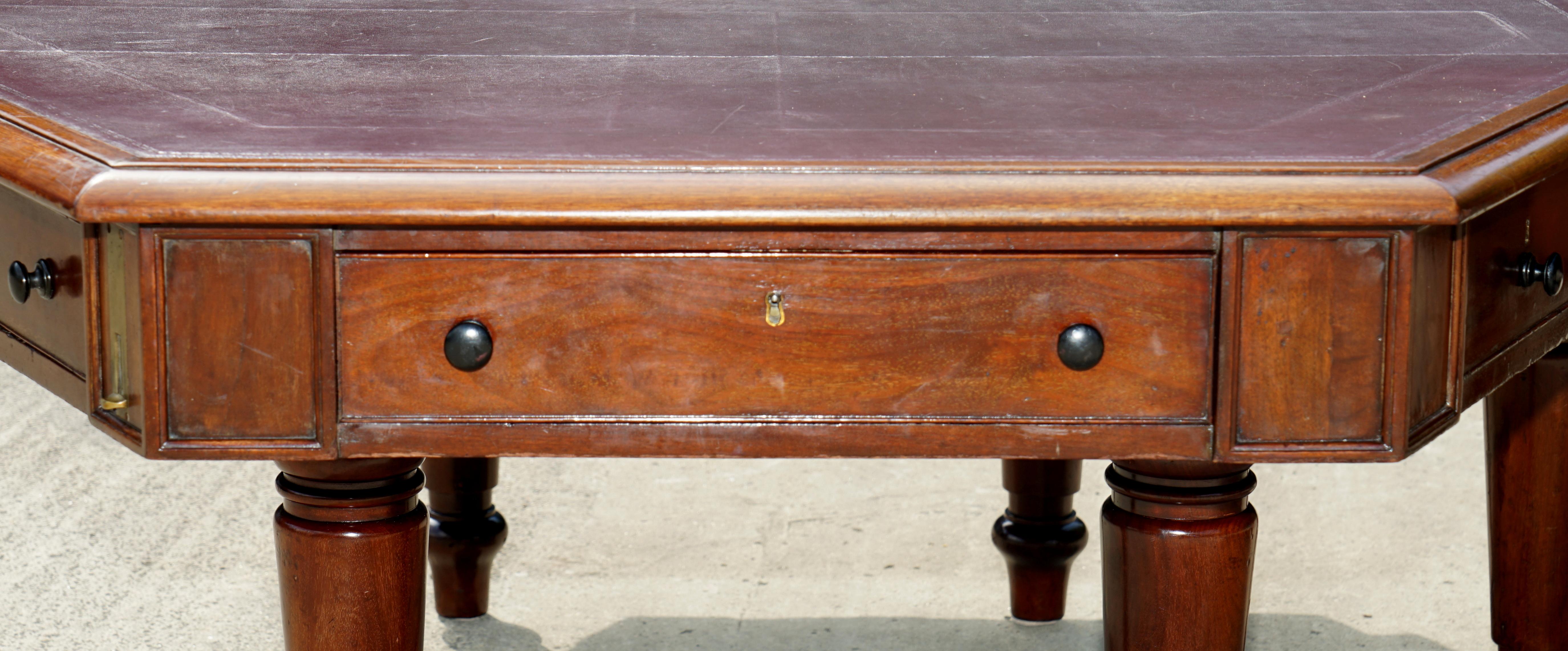 Late 18th Century Massive Antique George III 1780 Hardwood Library Desk Table George Rex Locks For Sale