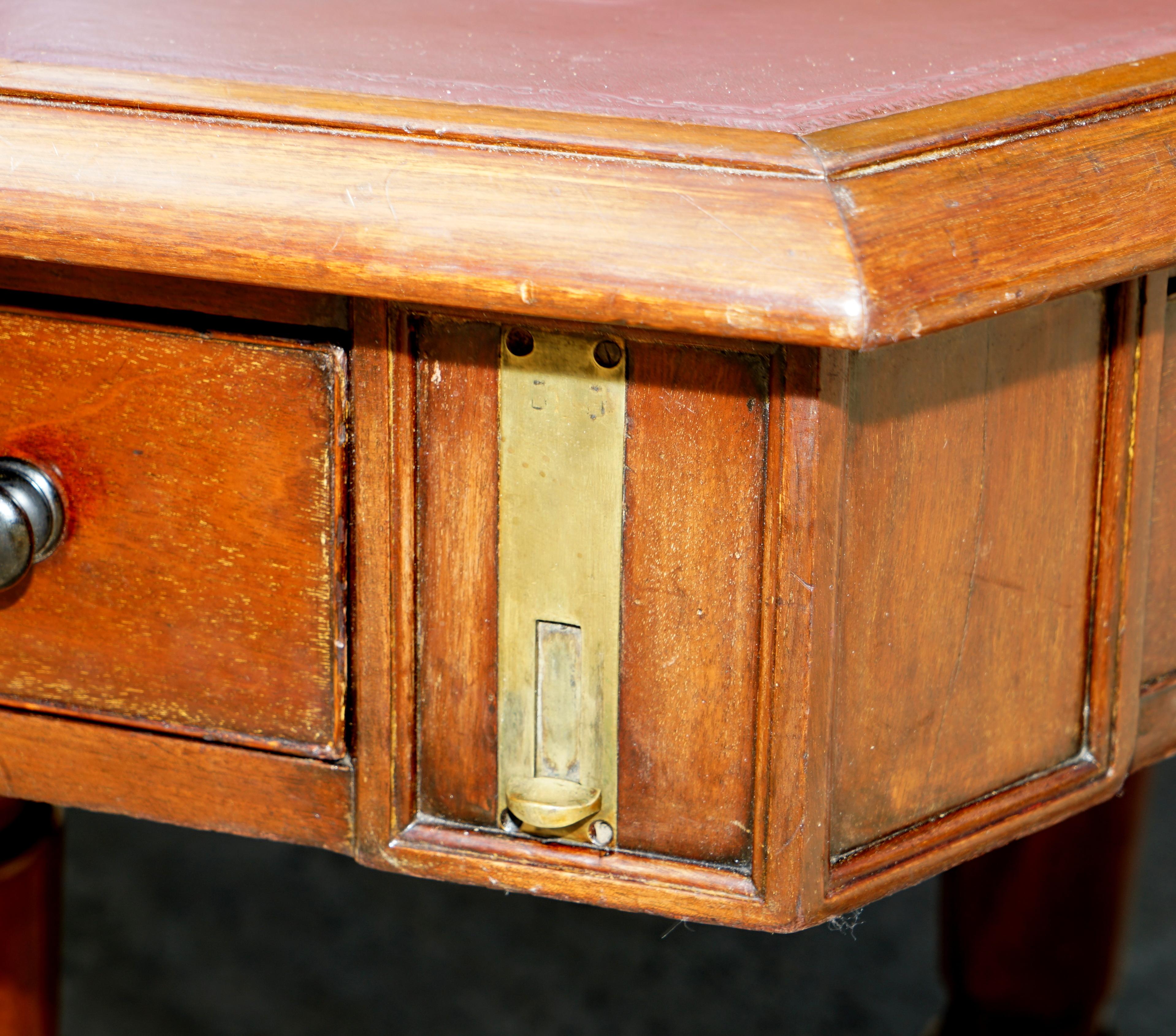 Massive Antique George III 1780 Hardwood Library Desk Table George Rex Locks For Sale 1