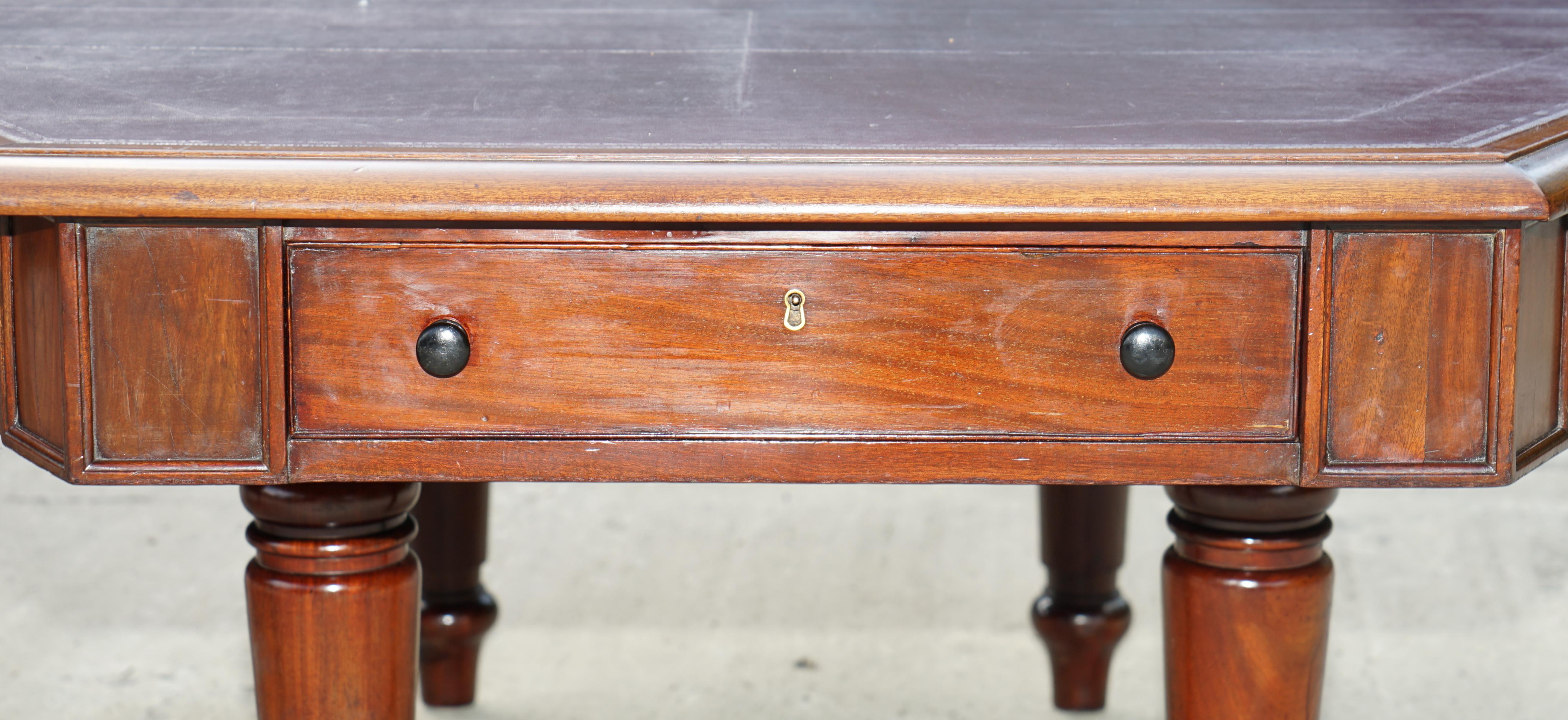 Massive Antique George III 1780 Hardwood Library Desk Table George Rex Locks For Sale 2
