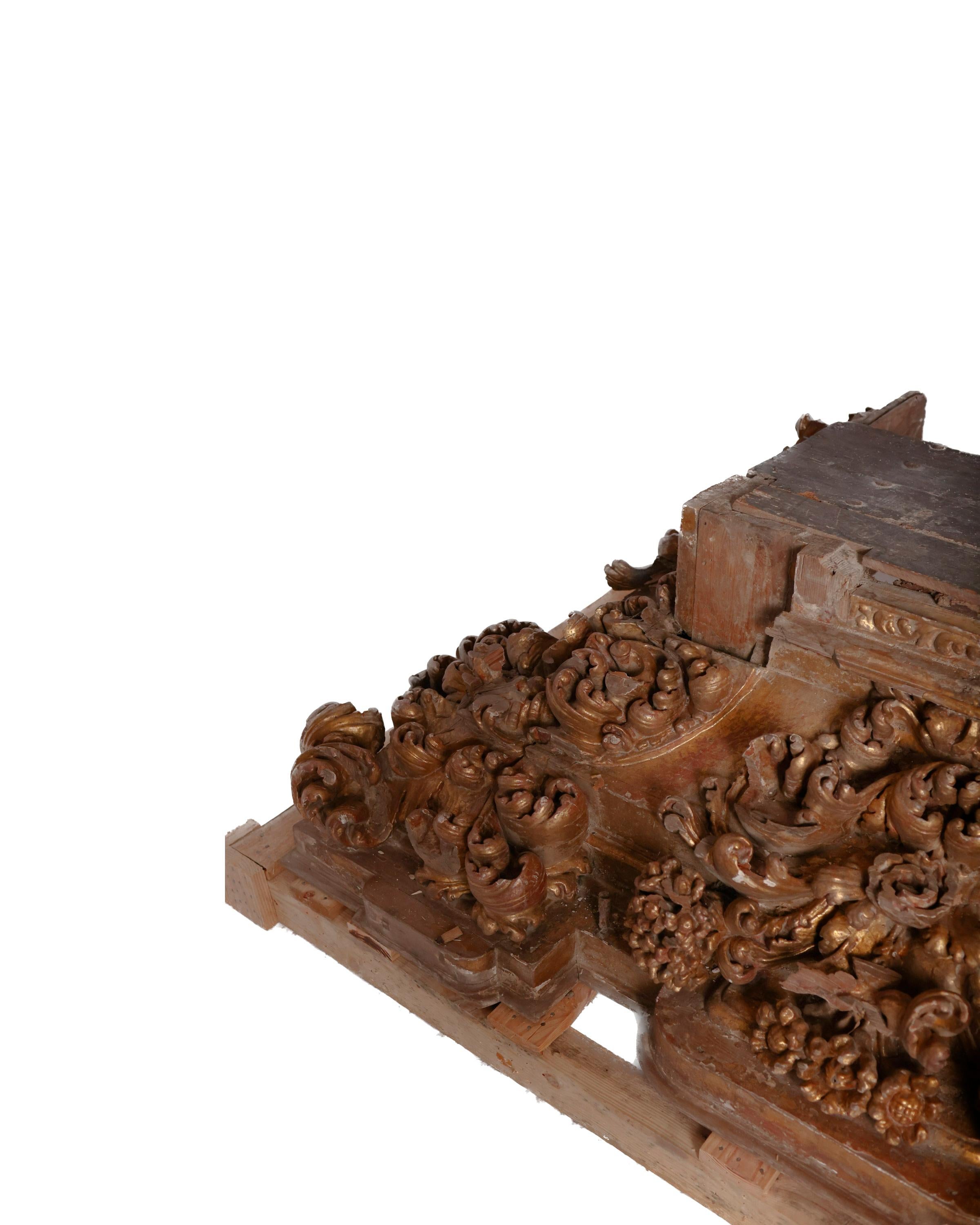 French Massive Antique Gilt Pediment For Sale