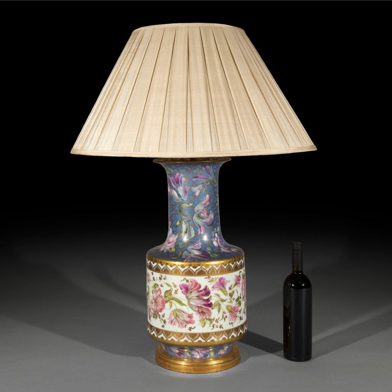 Massive Antique Hand Painted Table Lamp For Sale at 1stdibs