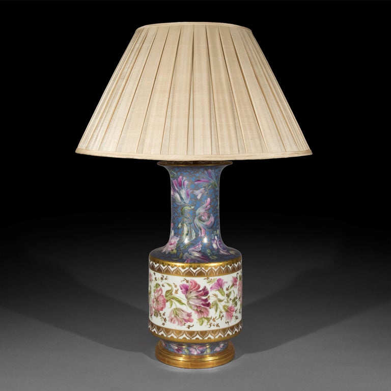 Massive Antique Hand Painted Table Lamp For Sale at 1stdibs
