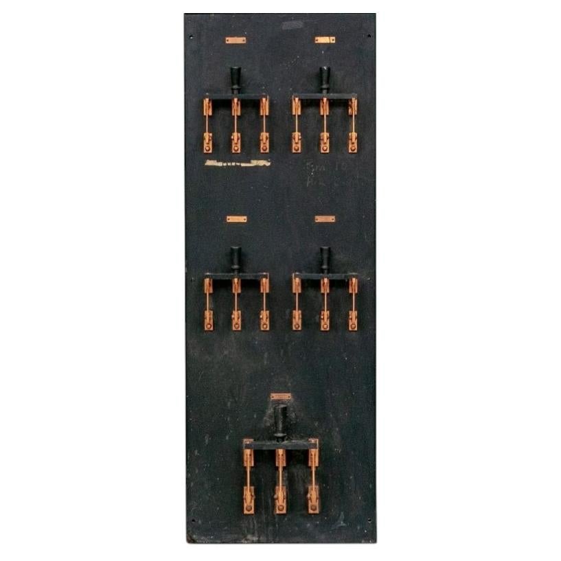 Massive Antique Industrial Era Copper Three Blade Knife Switch Board For Sale