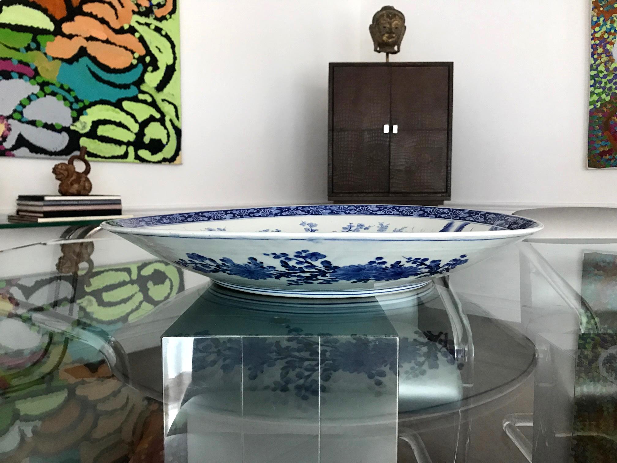 A Massive Antique Japanese Arita Porcelain Plate by Kajiwara Kiln For Sale 2