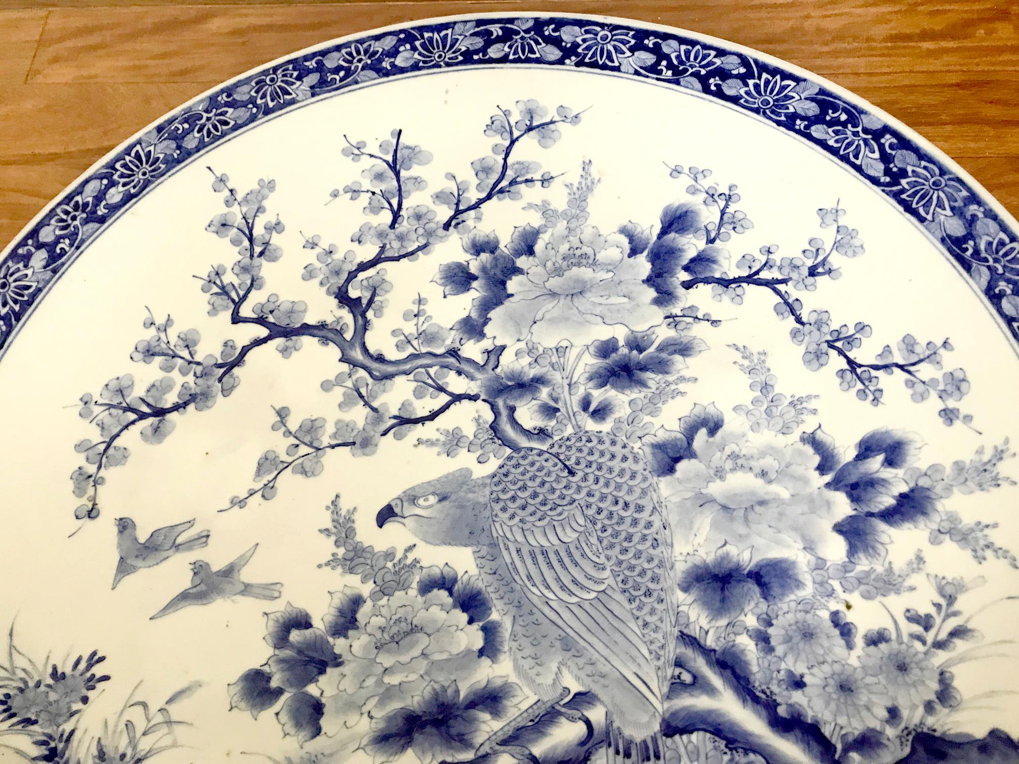 A Massive Antique Japanese Arita Porcelain Plate by Kajiwara Kiln For Sale 3