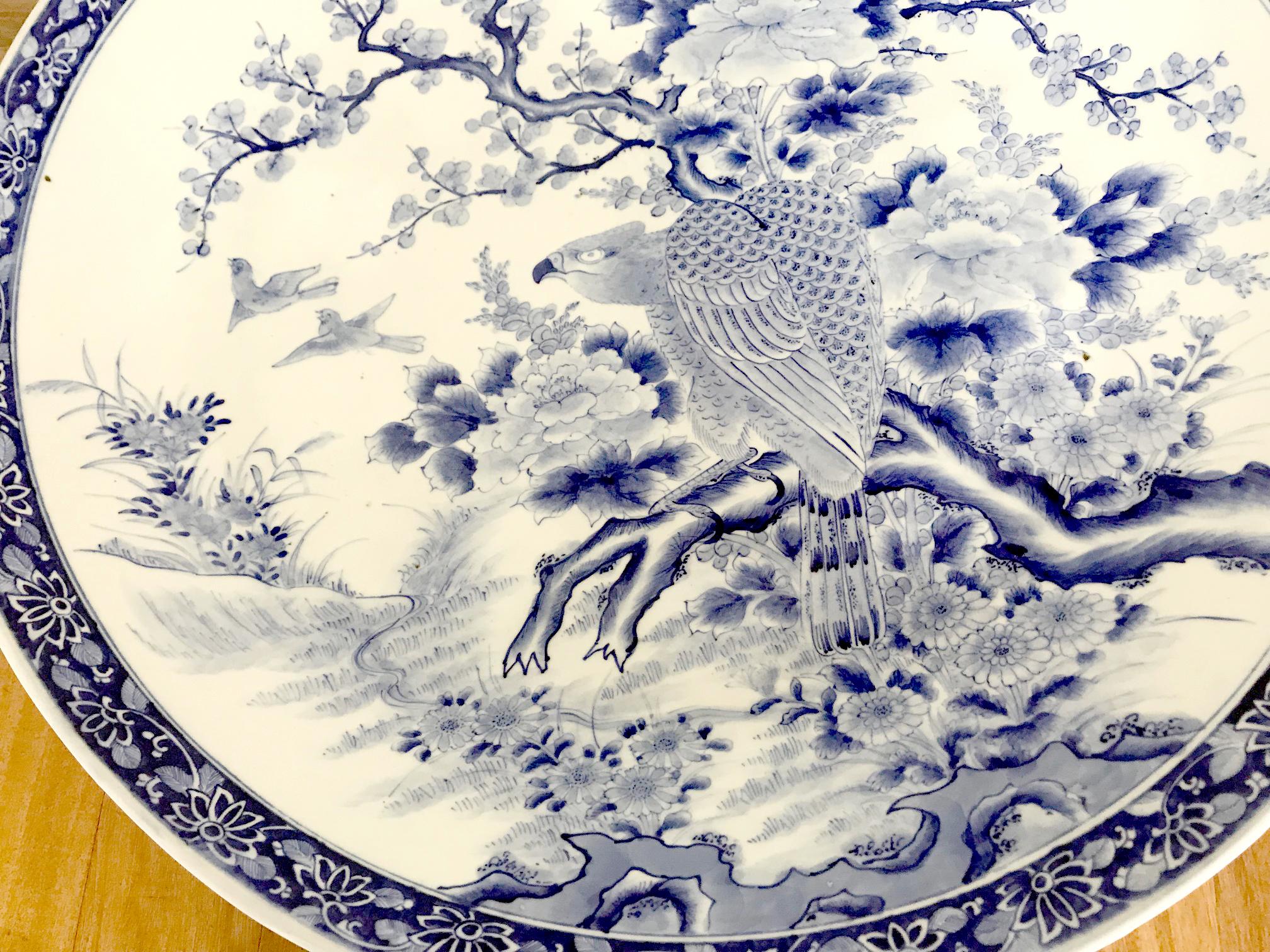 A Massive Antique Japanese Arita Porcelain Plate by Kajiwara Kiln For Sale 4