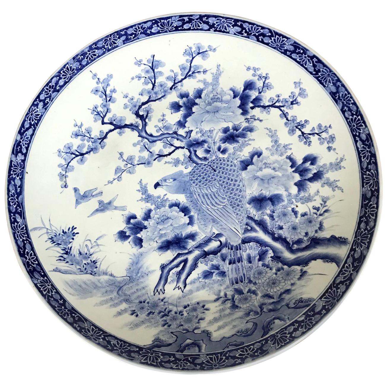A Massive Antique Japanese Arita Porcelain Plate by Kajiwara Kiln For Sale
