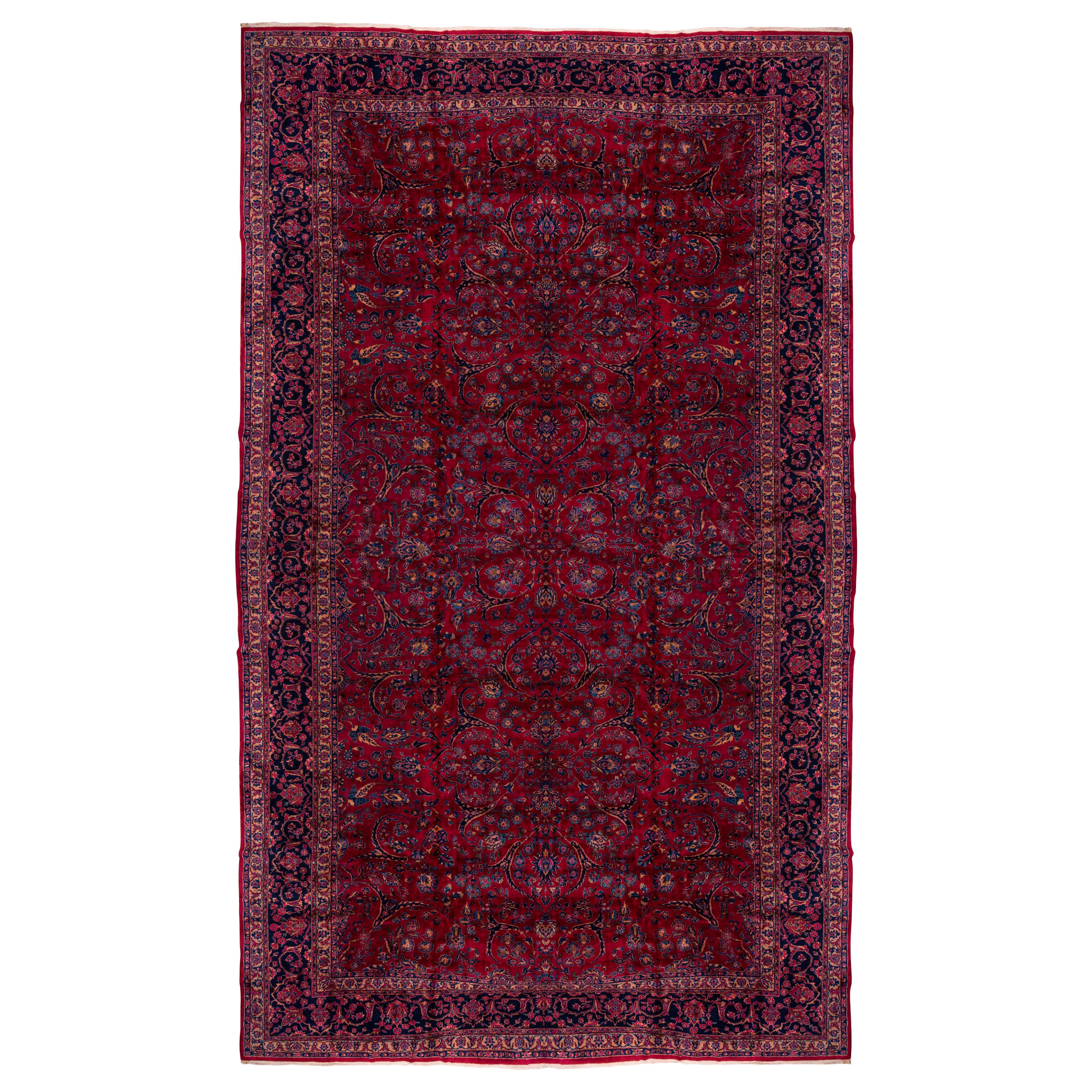 Massive Antique Mohajeran Sarouk Mansion Carpet, Red Allover Filed, circa 1920s For Sale
