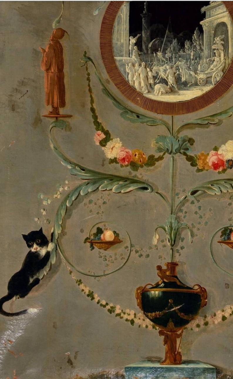 Dipinto a mano Massiccio Murale Architettonico Antico Neoclassico Dipinto a Mano Italiano Grottesca