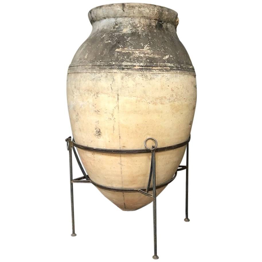 Massive Olive Oil Jar on Metal Stand, Italy, circa 1910 at 1stdibs