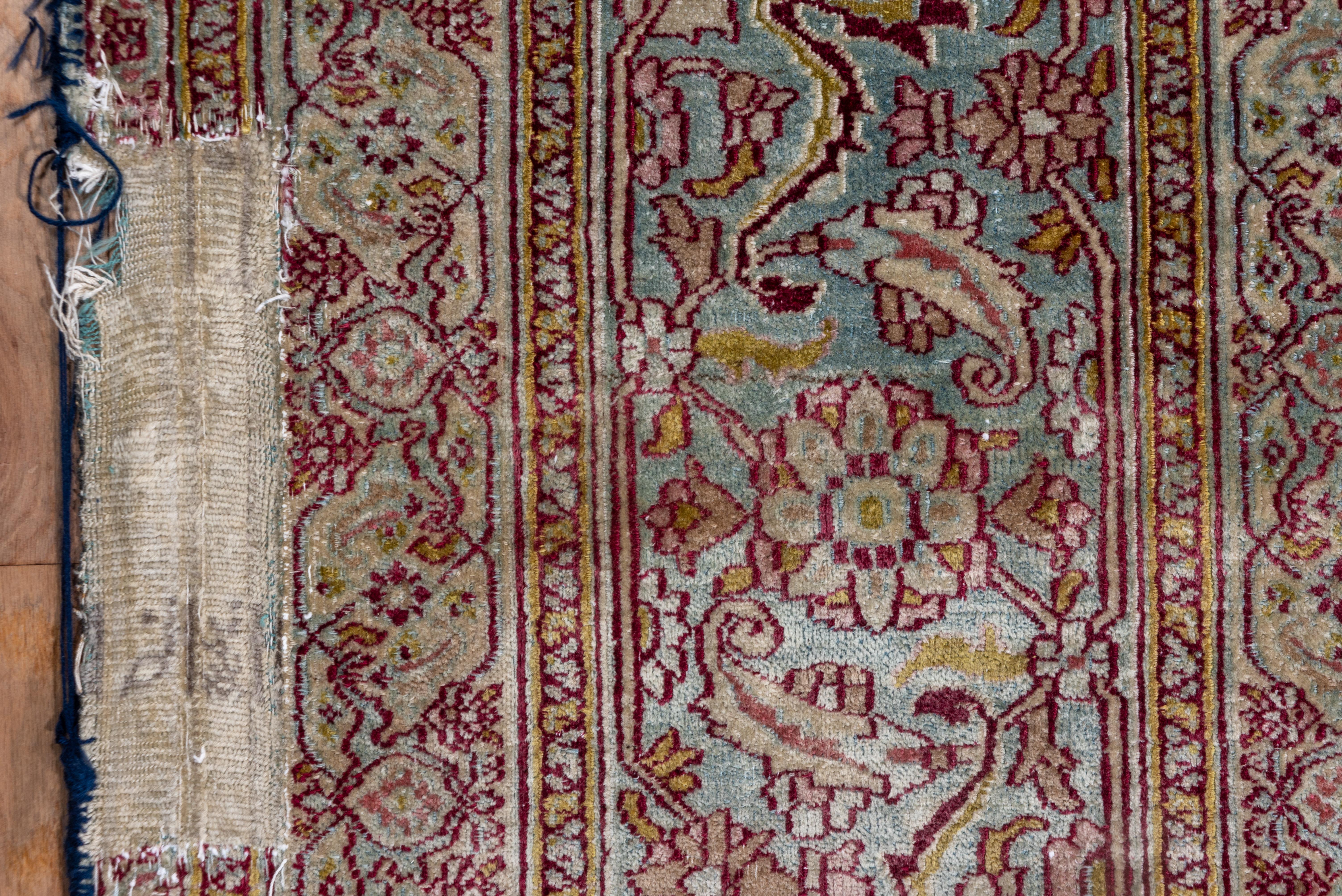 Hand-Knotted Massive Antique Persian Khorassan Carpet, Wine Herati Field, Light Blue Borders For Sale