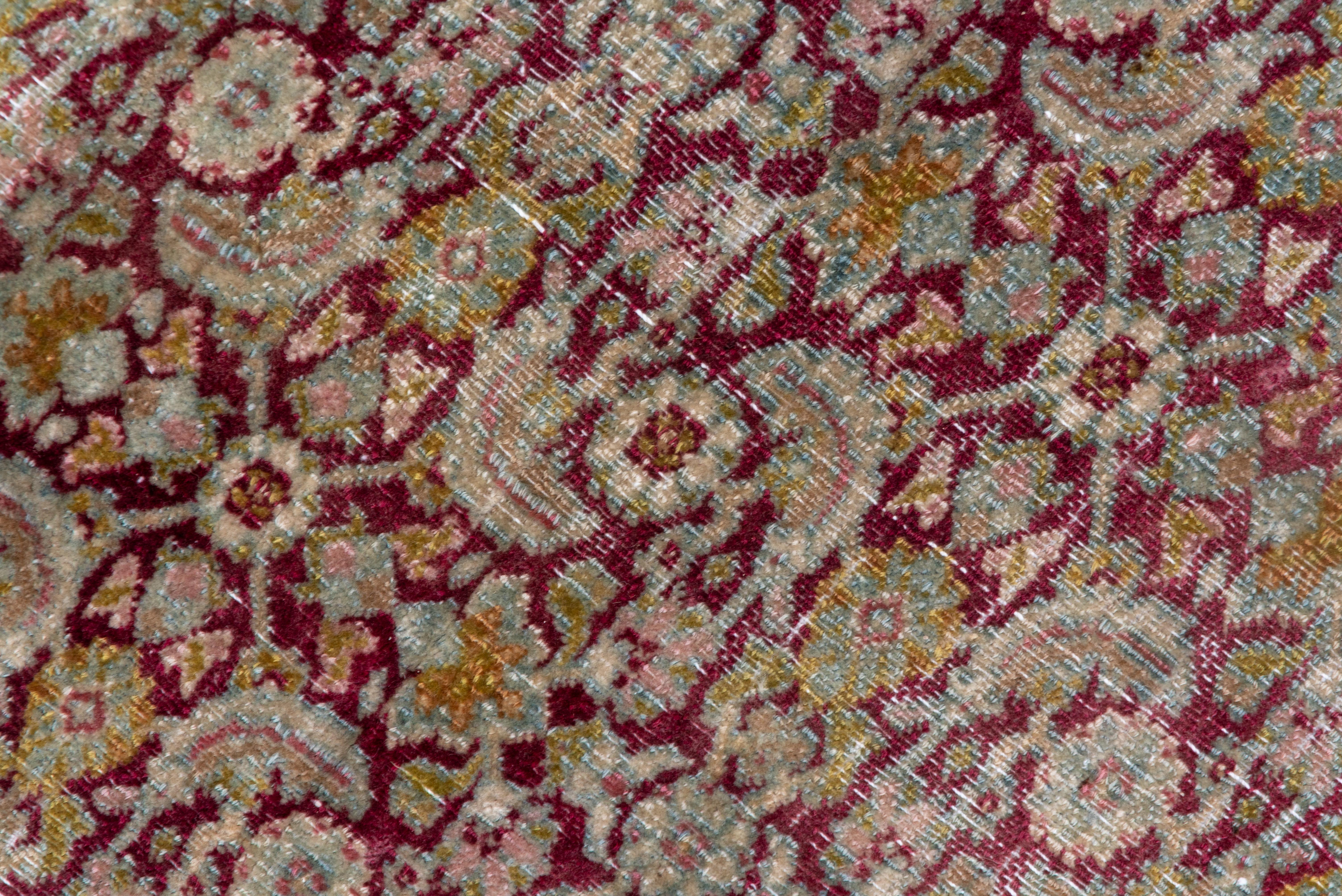 Massive Antique Persian Khorassan Carpet, Wine Herati Field, Light Blue Borders For Sale 1