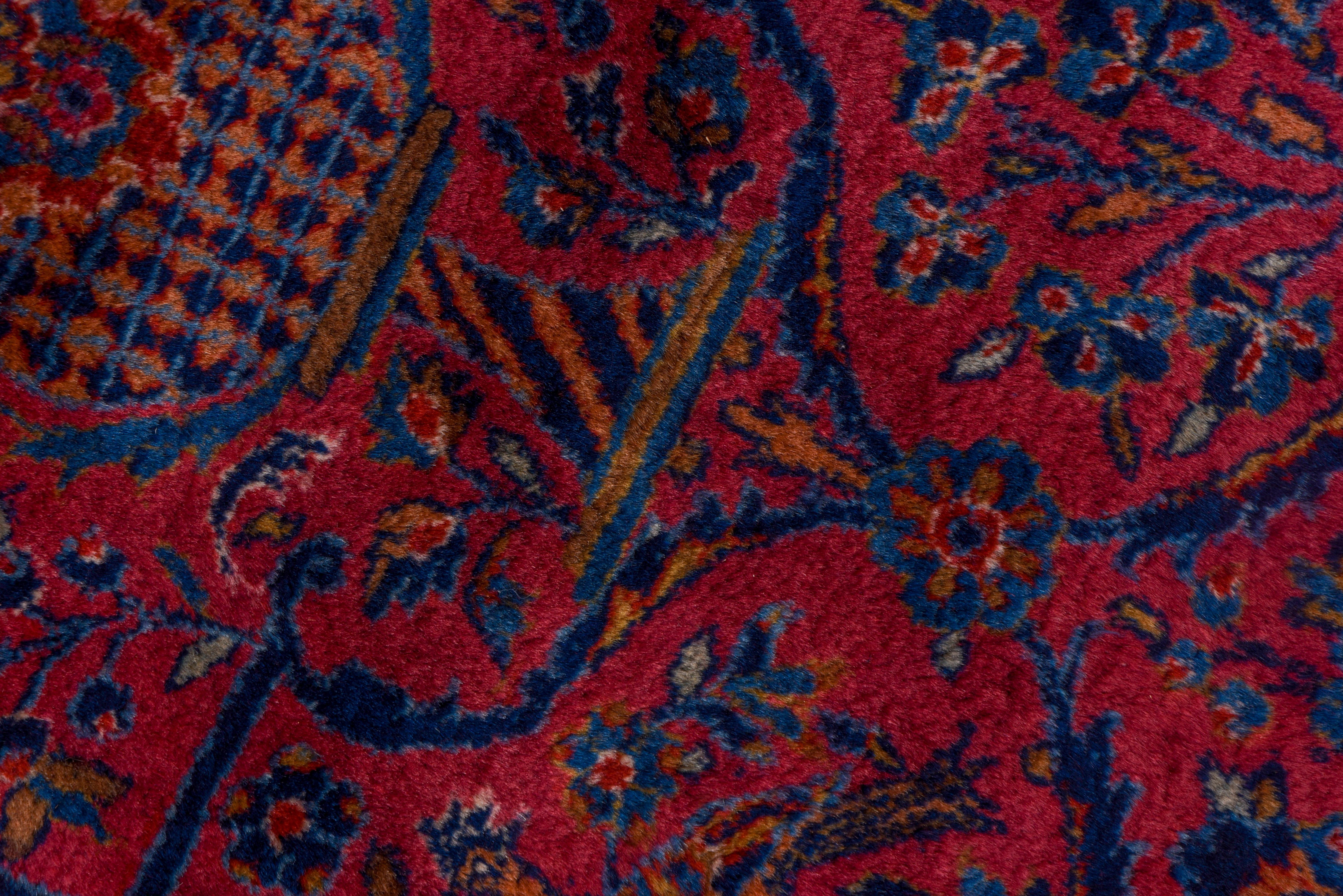 Massive Antique Persian Sarouk Carpet, Red & Purple All-Over Field, Navy Borders In Good Condition For Sale In New York, NY