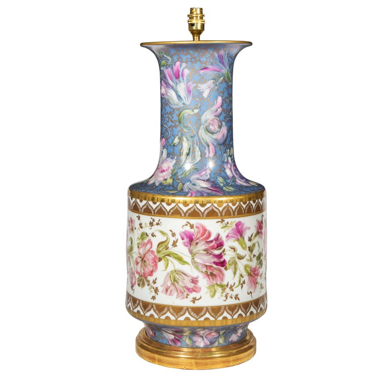 Massive Antique Porcelain Vase Table Lamp With Hand Painted Fl Decoration For At 1stdibs Massive Antique Porcelain Vase Table, Antique Porcelain Lamps