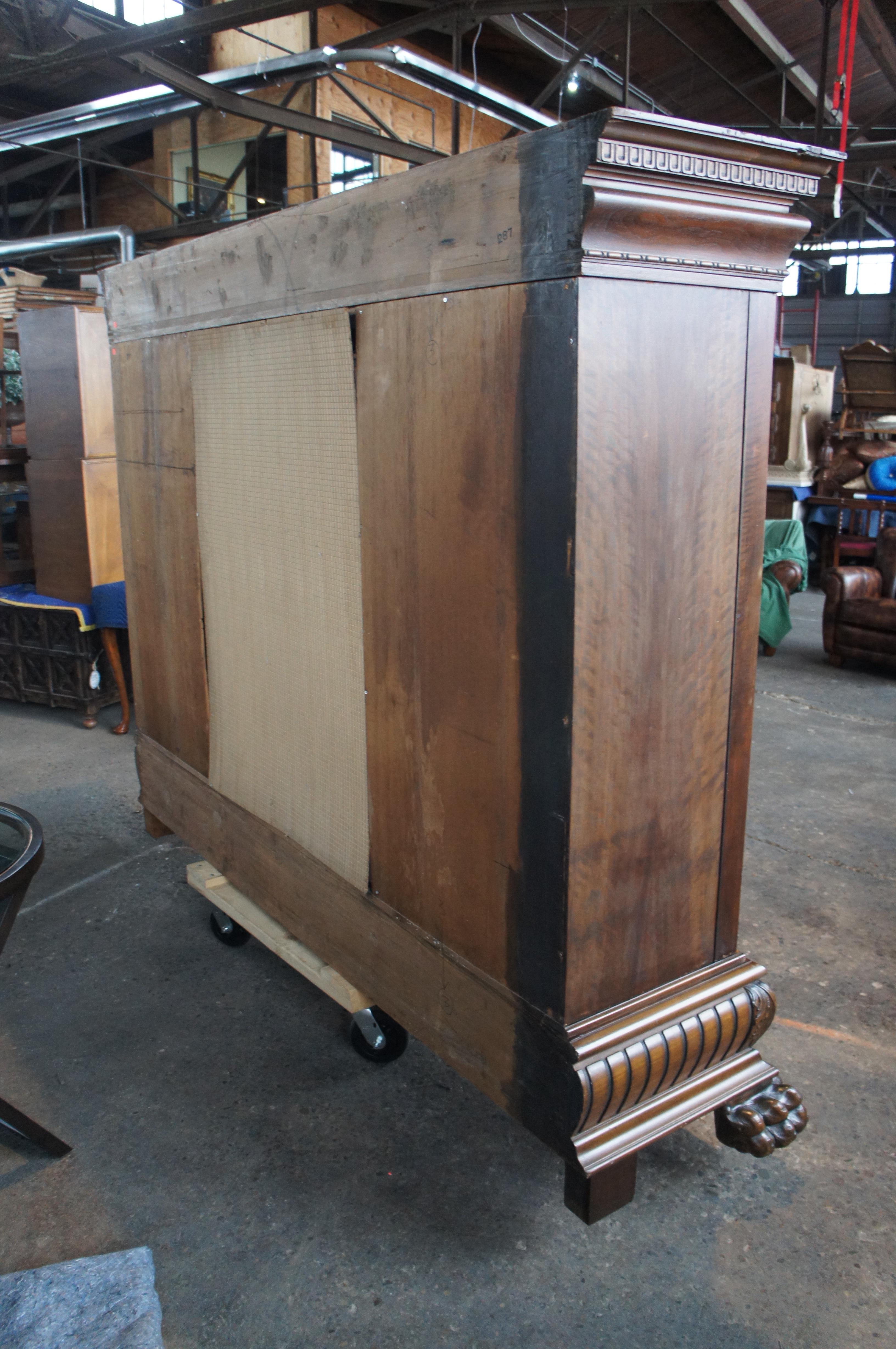 Massive Antique Renaissance Revival Walnut Carved Knockdown Bookcase Armoire For Sale 6