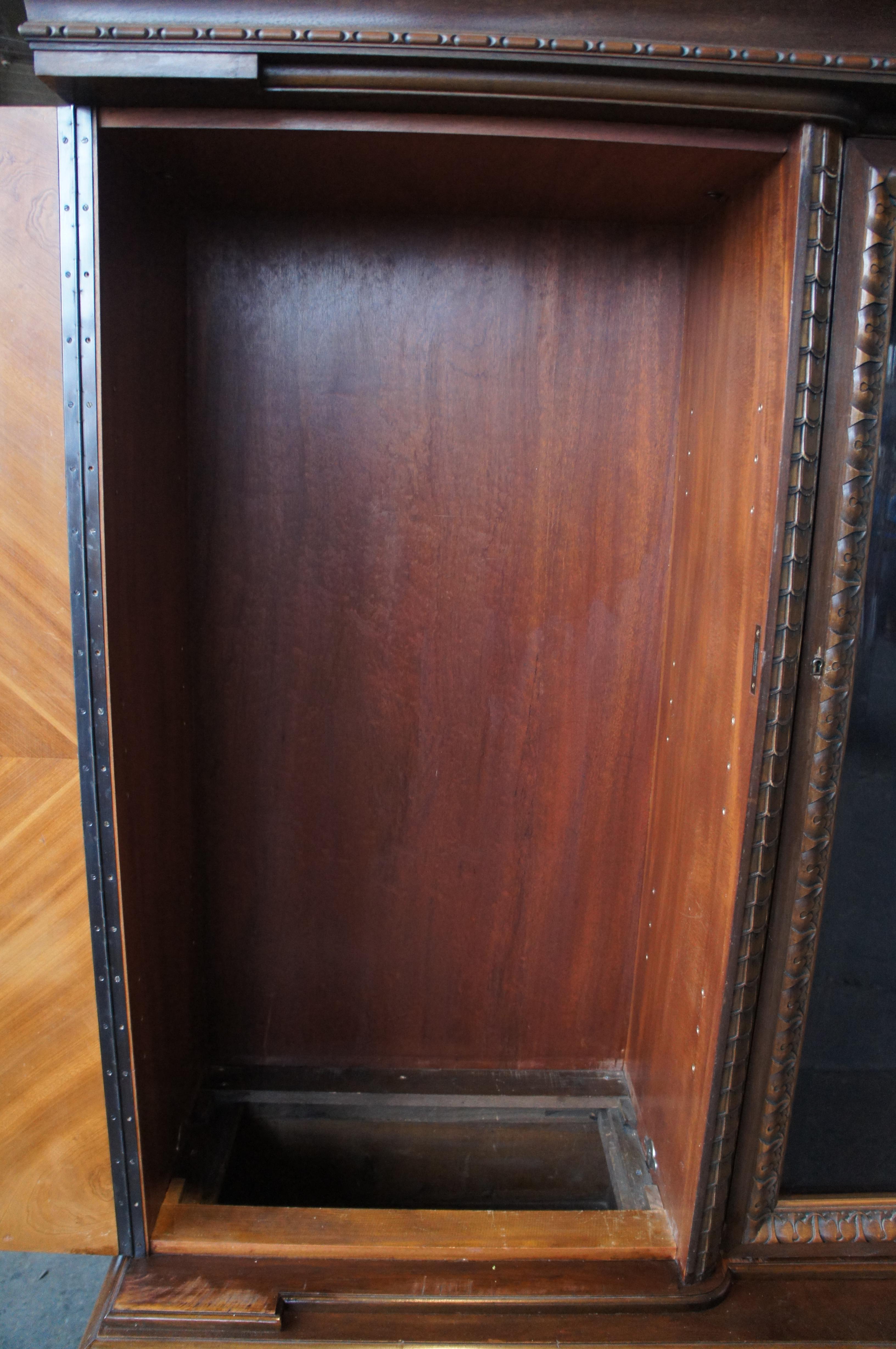 Massive Antique Renaissance Revival Walnut Carved Knockdown Bookcase Armoire In Good Condition For Sale In Dayton, OH
