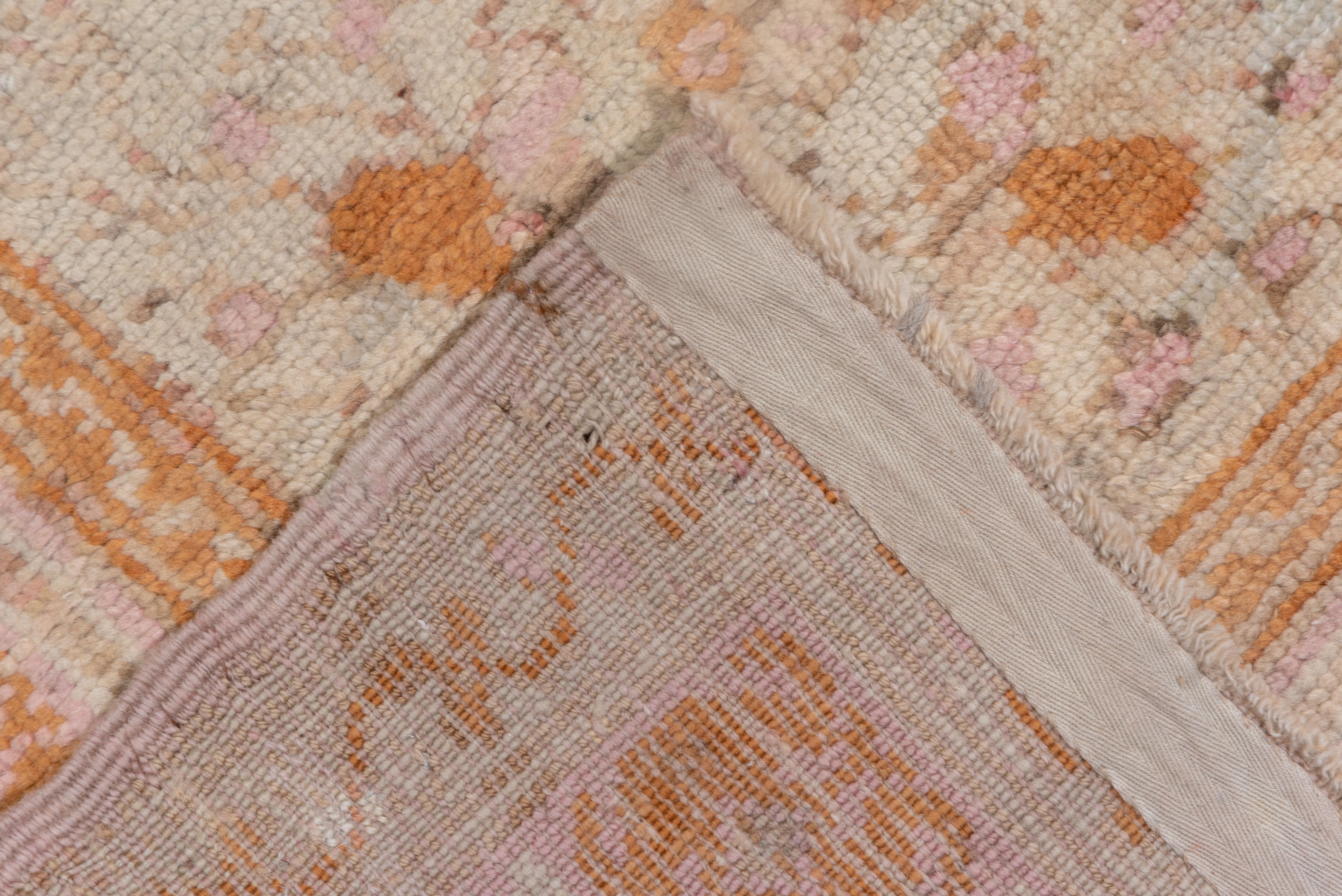 Massive Antique Turkish Oushak Mansion Carpet, Pink, Ivory & Orange Tones For Sale 1