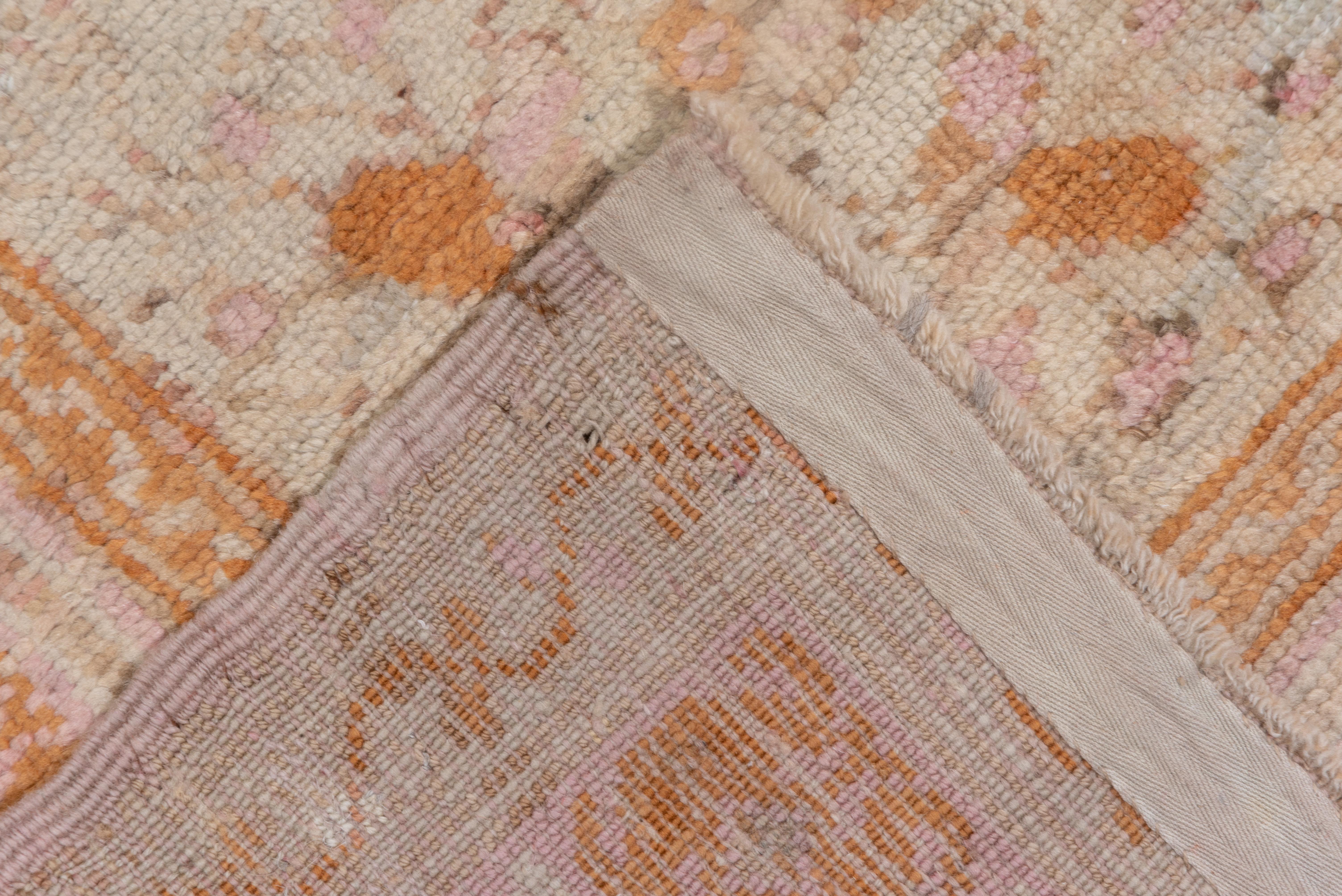 Massive Antique Turkish Oushak Mansion Carpet, Pink, Ivory & Orange Tones 1