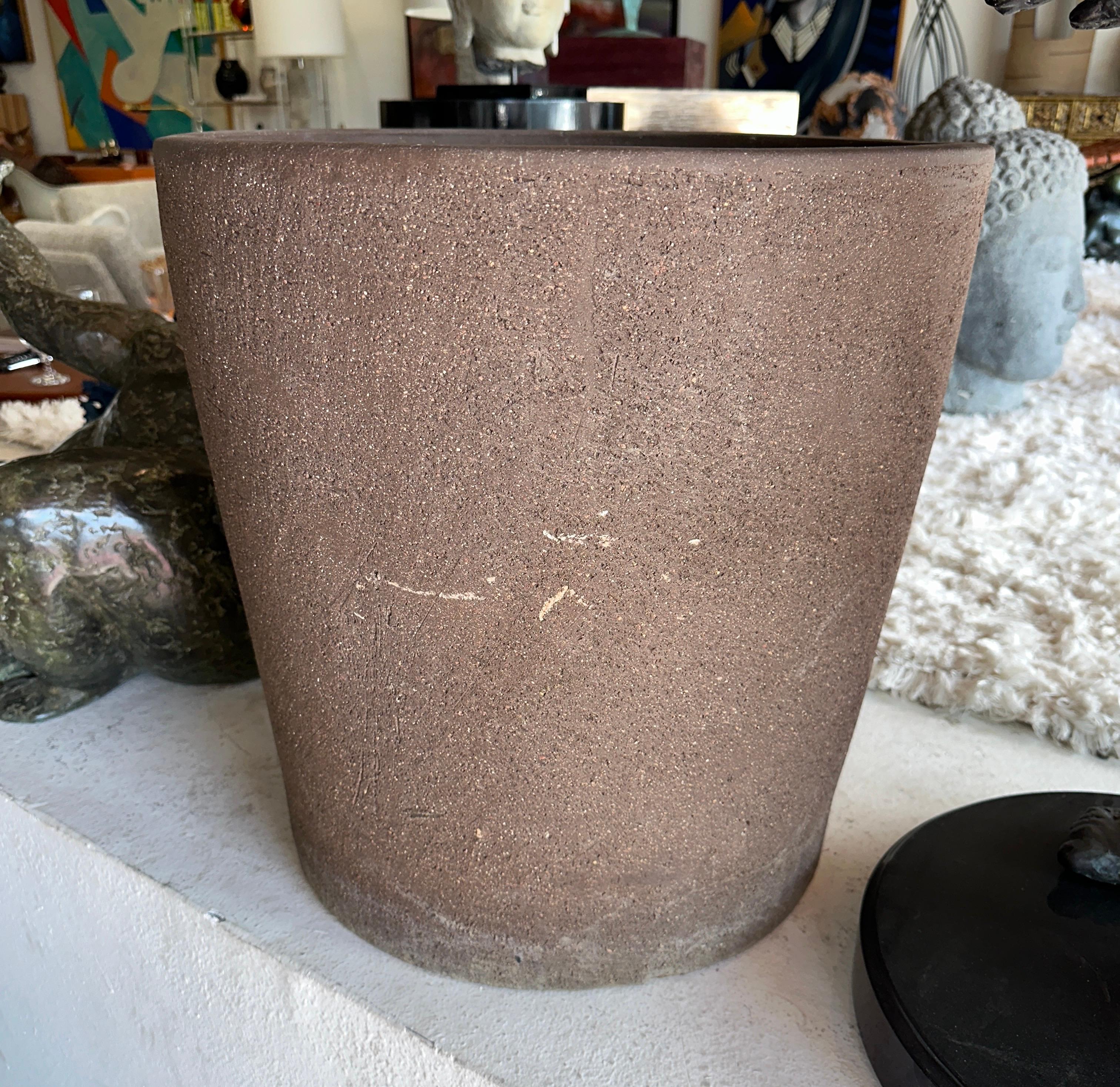 Massive Architectural Stoneware Pottery Planter In Good Condition For Sale In Palm Springs, CA