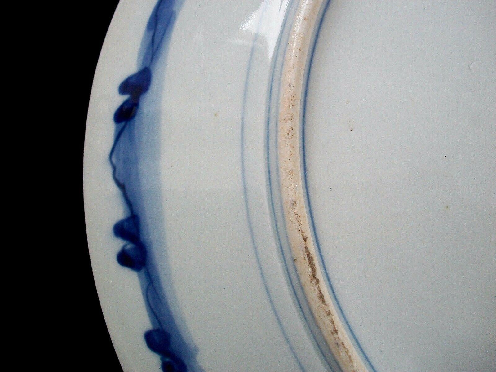 Massive Arita Blue & White Charger - Hand Painted/Gilded - Japan - 20th Century For Sale 5