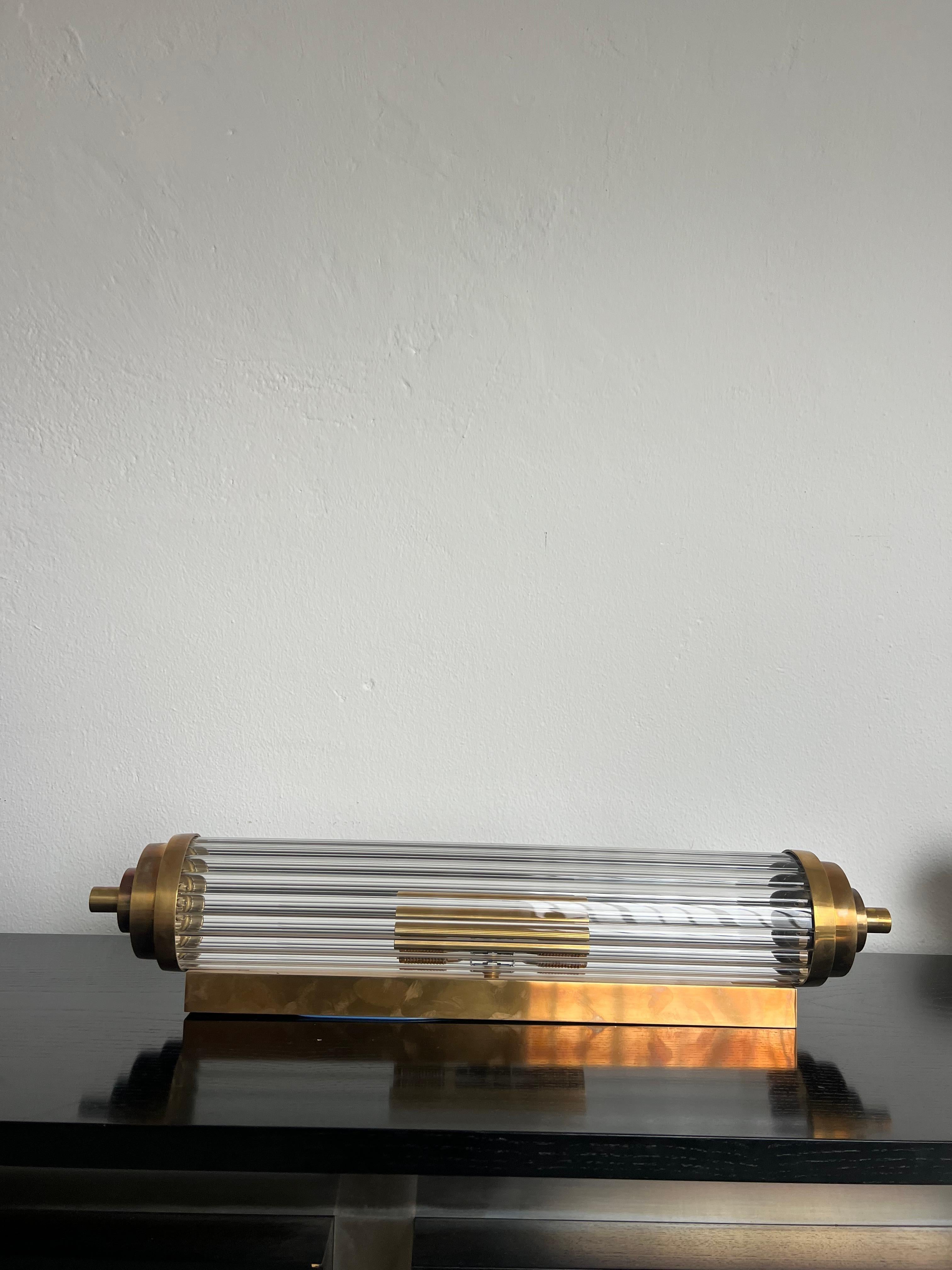 Massive Art Deco Wall Lamp Applique in Brass and Glass , decorative Wall Sconce For Sale 6