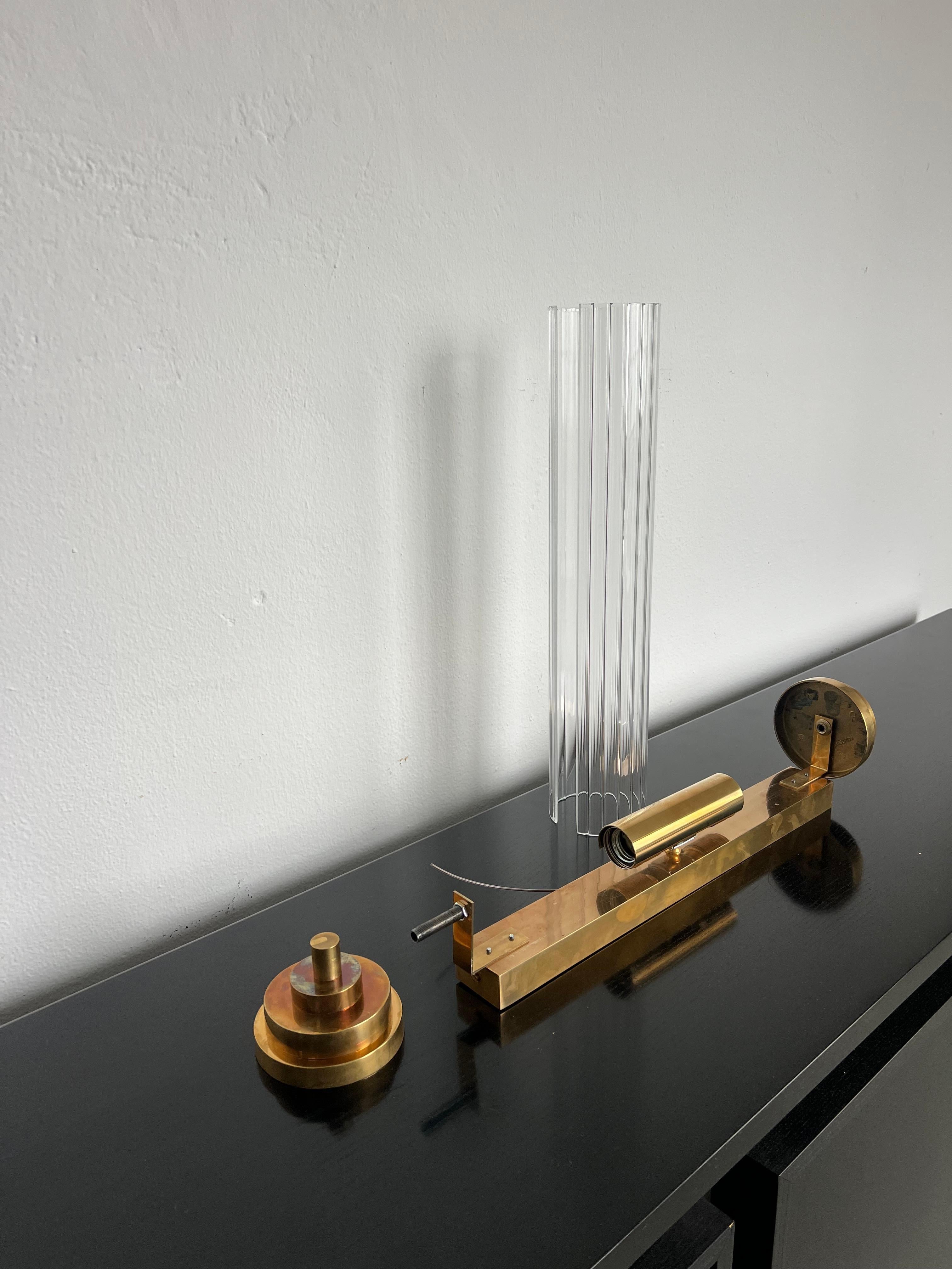 Massive Art Deco Wall Lamp Applique in Brass and Glass , decorative Wall Sconce For Sale 9
