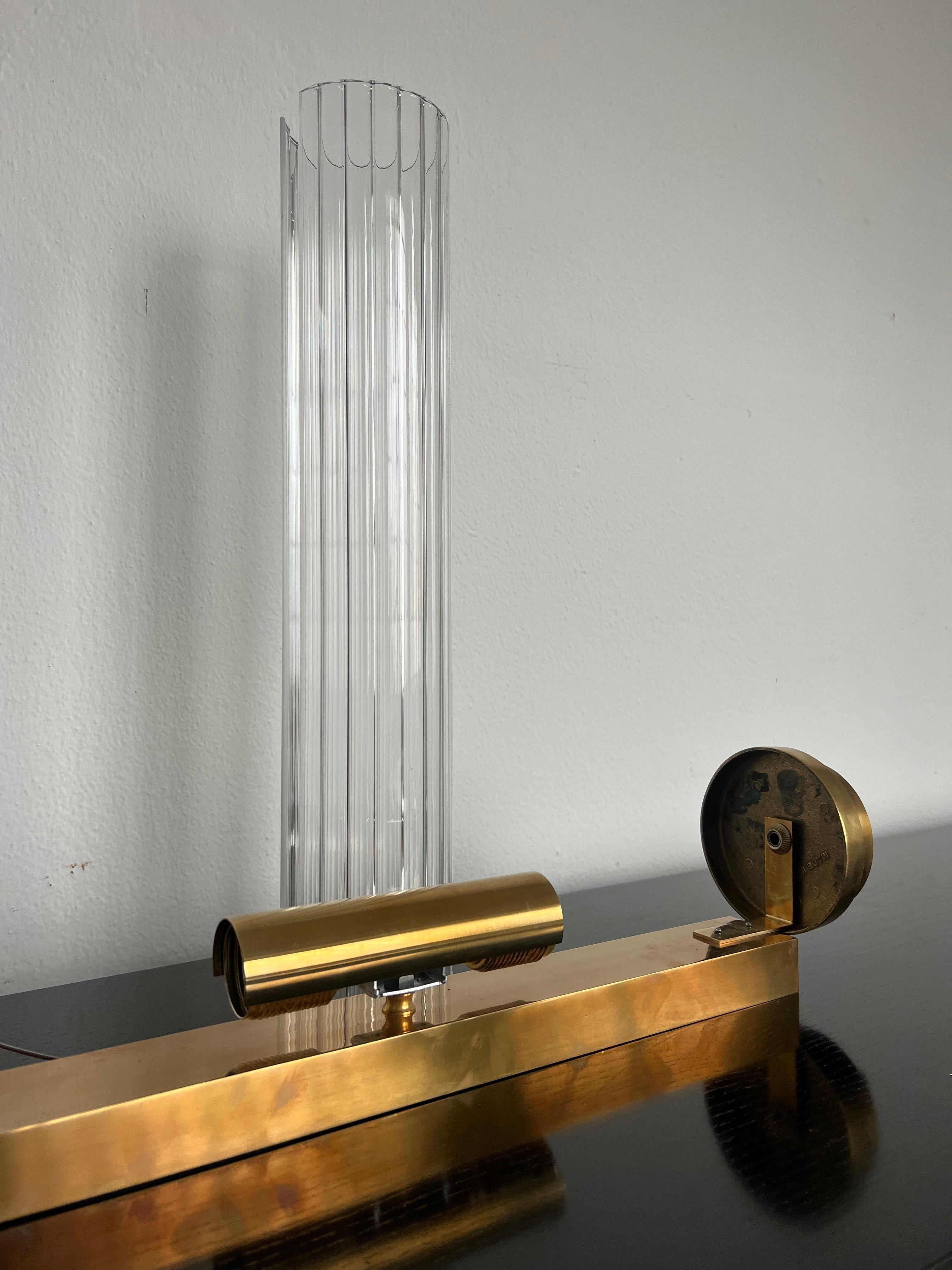 Massive Art Deco Wall Lamp Applique in Brass and Glass , decorative Wall Sconce For Sale 11
