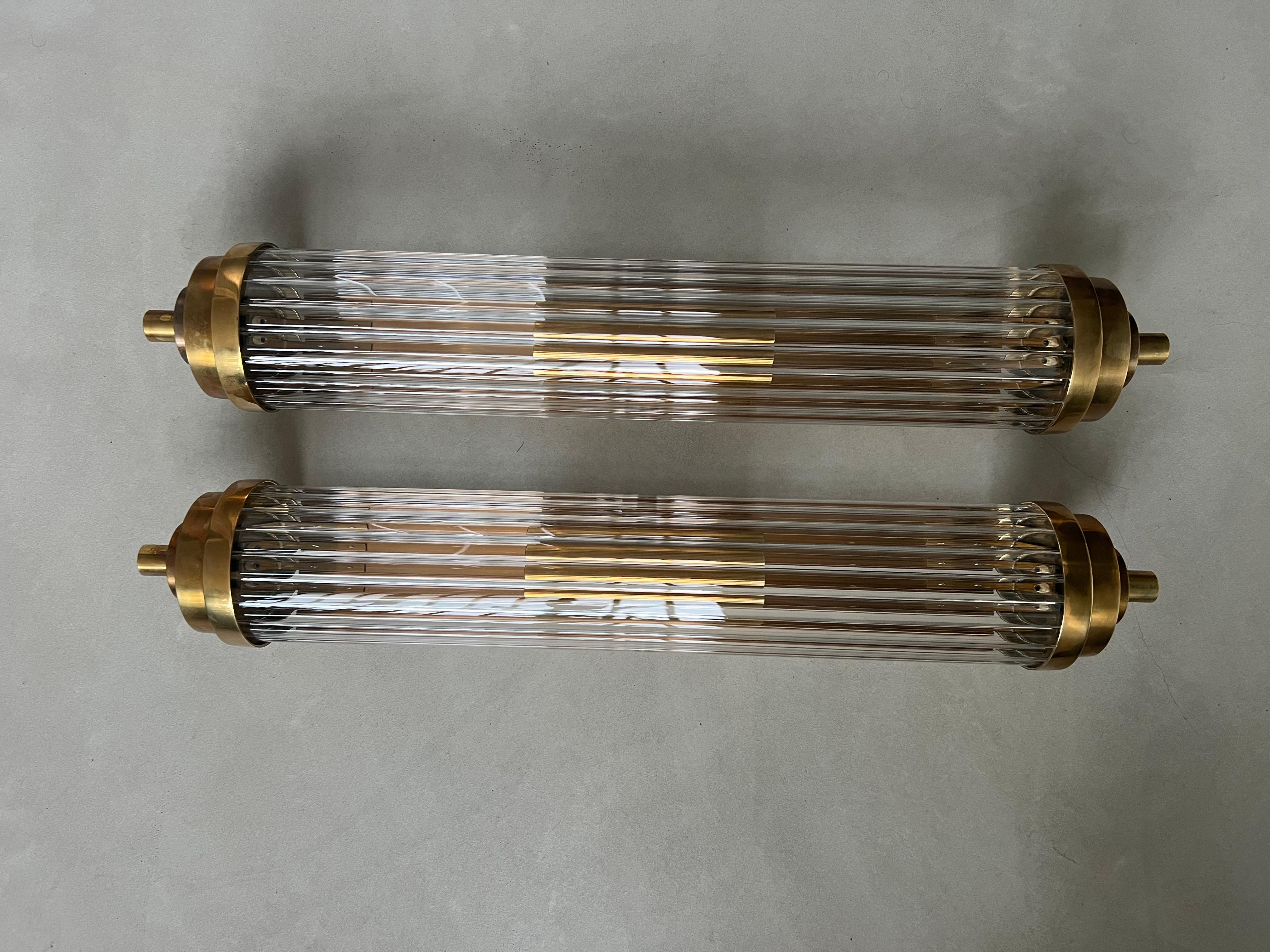Contemporary Massive Art Deco Wall Lamp Applique in Brass and Glass , decorative Wall Sconce For Sale