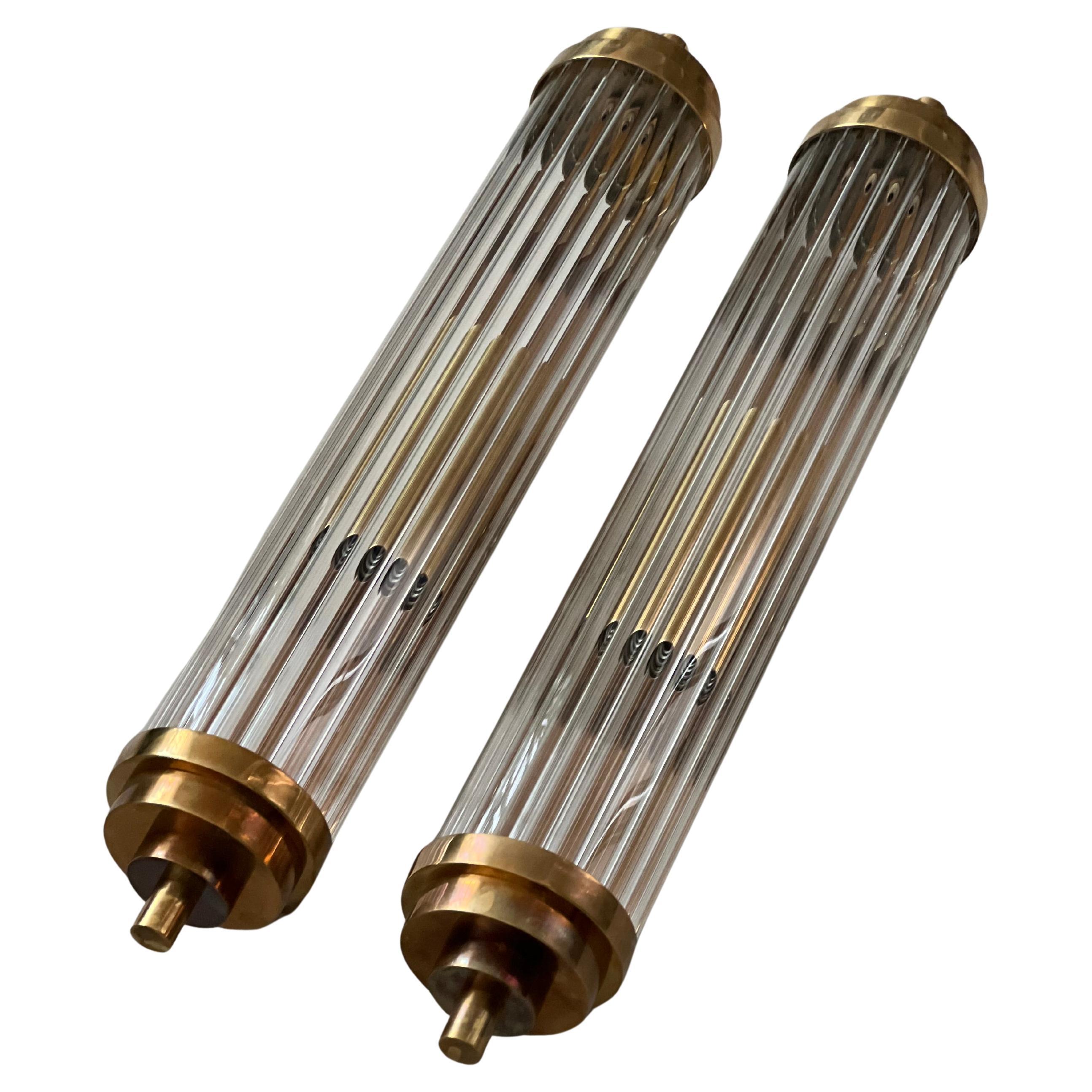 Flush Mount , Wall Sconces , Light Fixture , Art Deco Style 

Offered for sale is a stunning contemporary wall light, designed and hand crafted in Milano, Italy by expert artisans using brass and fluted glass. Penned in a modern interpretation of