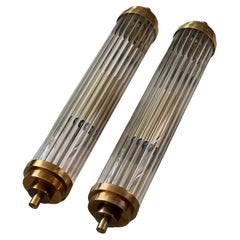 Massive Art Deco Wall Lamp Applique in Brass and Glass , decorative Wall Sconce