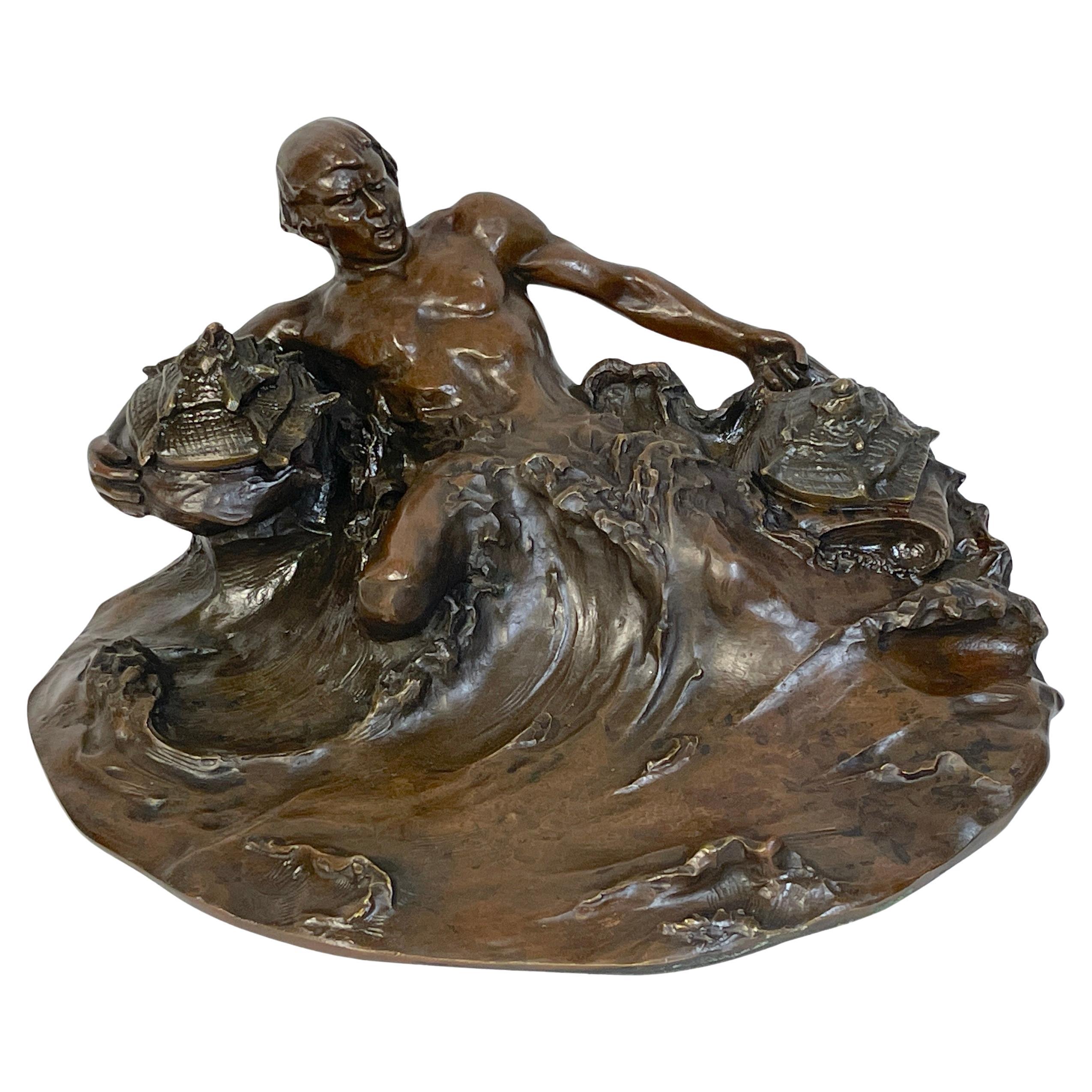 Massive Art Nouveau Bronze Poseidon Inkwell, by Hans Müller