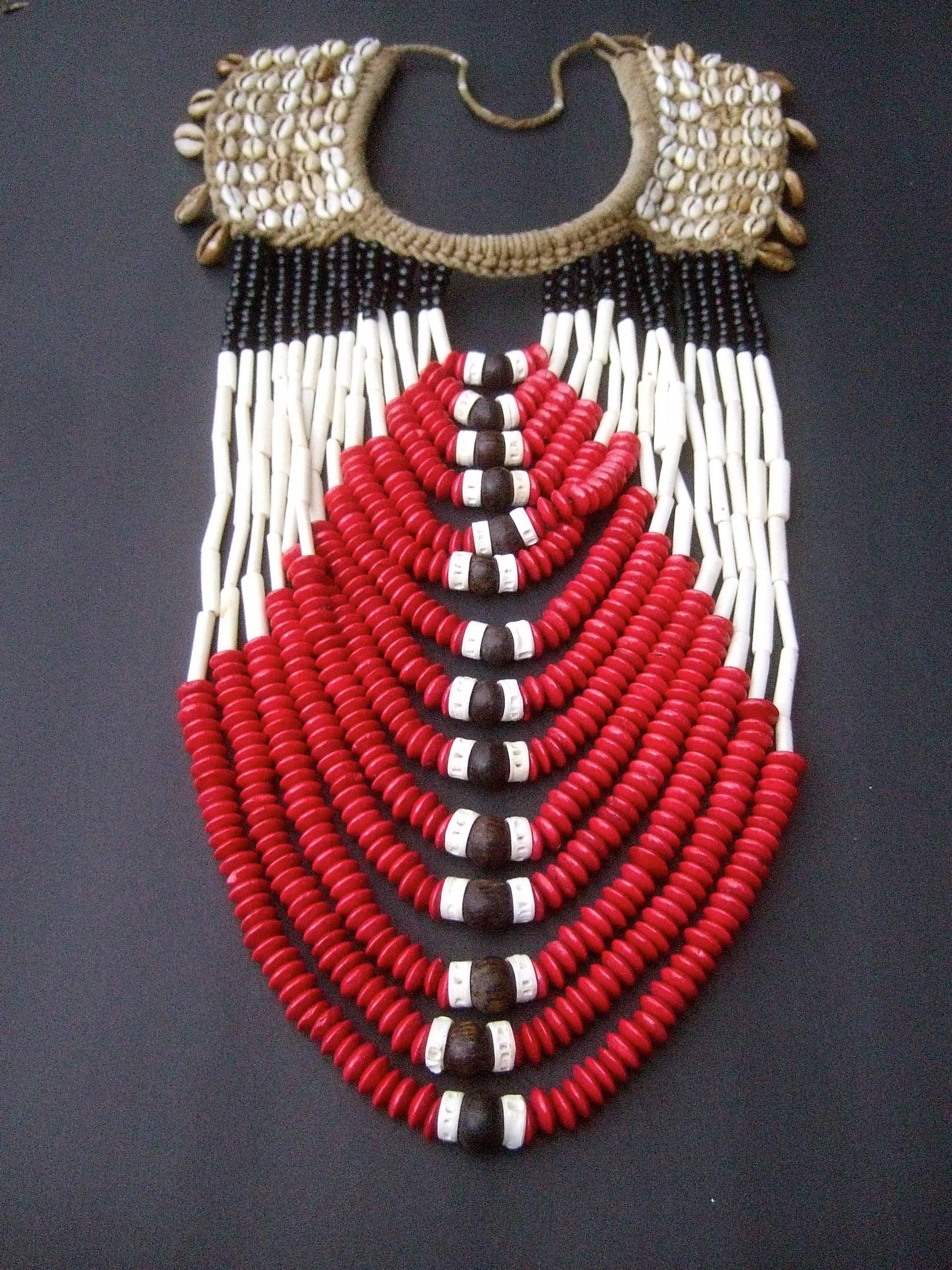 Artisan Massive Tribal Beaded Statement Necklace, circa 1980s In Excellent Condition In University City, MO