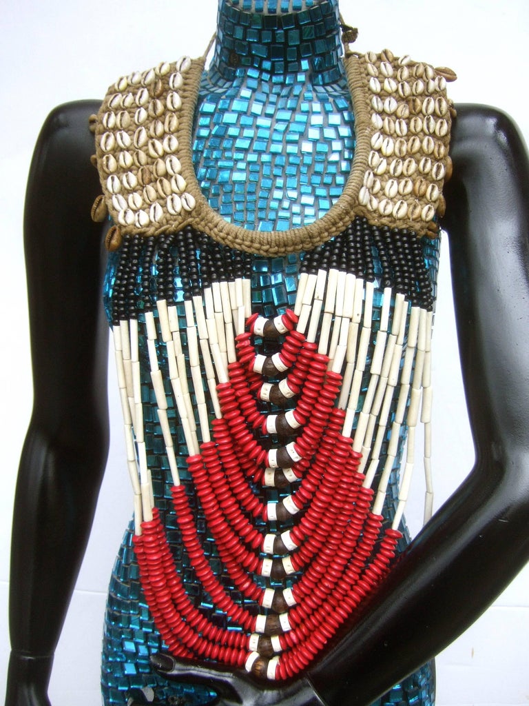 Artisan Massive Tribal Beaded Statement Necklace, circa